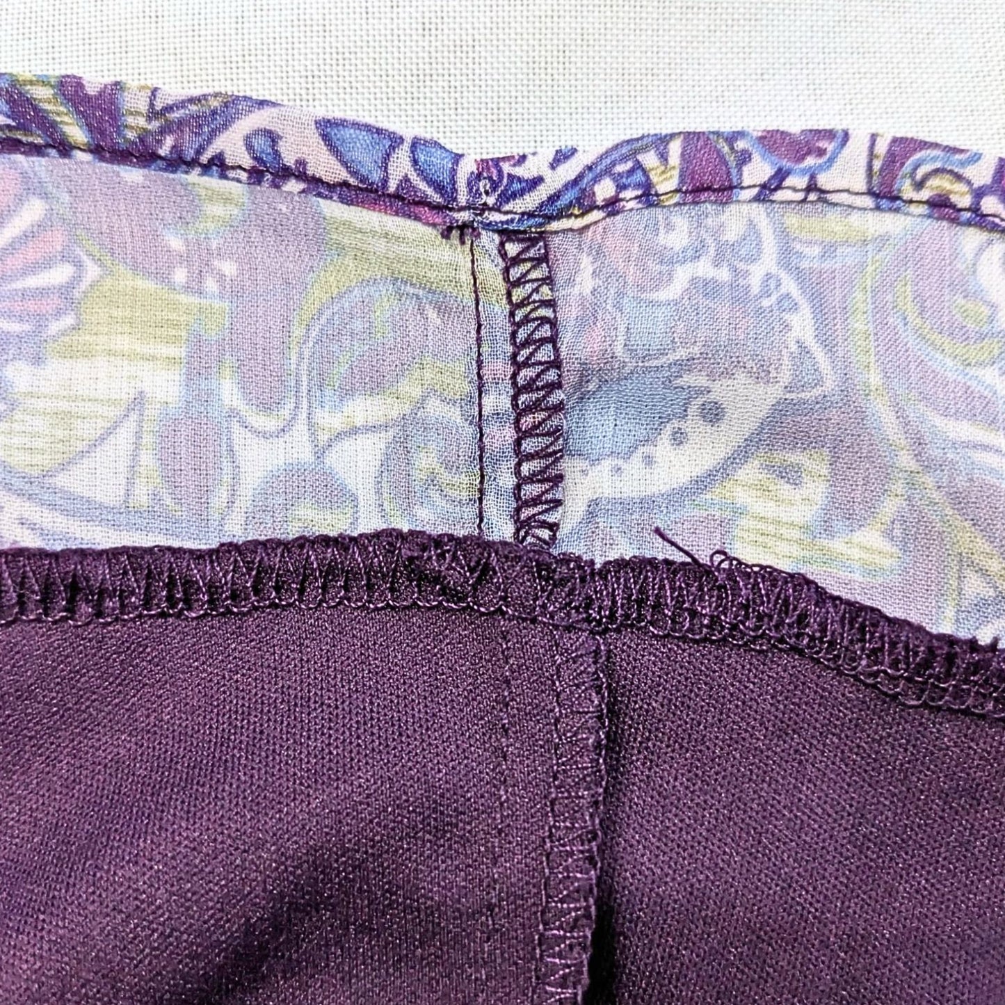 Vtg Y2K EYELASH COUTURE 1Shoulder Purple Paisley Lined Blouson Mini Dress Sz XL
