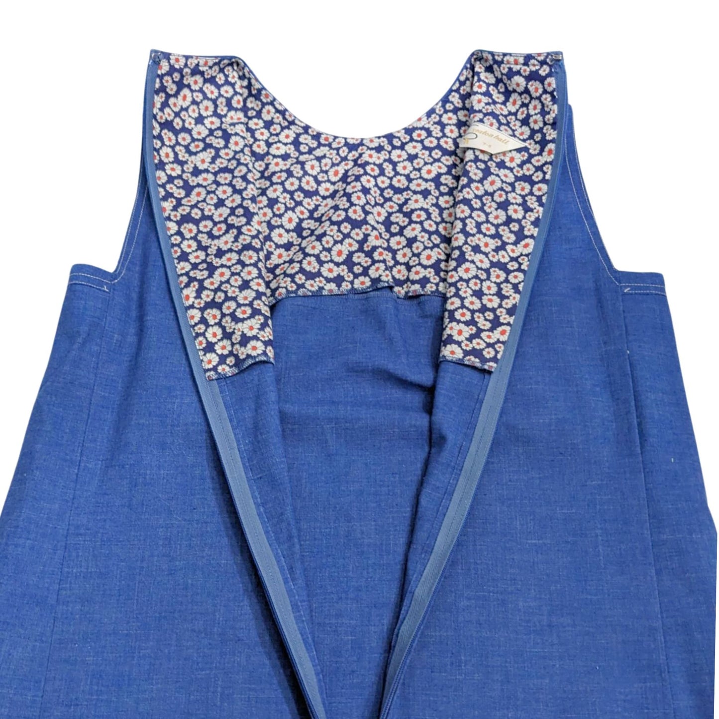 Vintage 60s/70s SEATON HALL Blue Sleeveless Teen Schoolgirl Pinafore Size 7/8