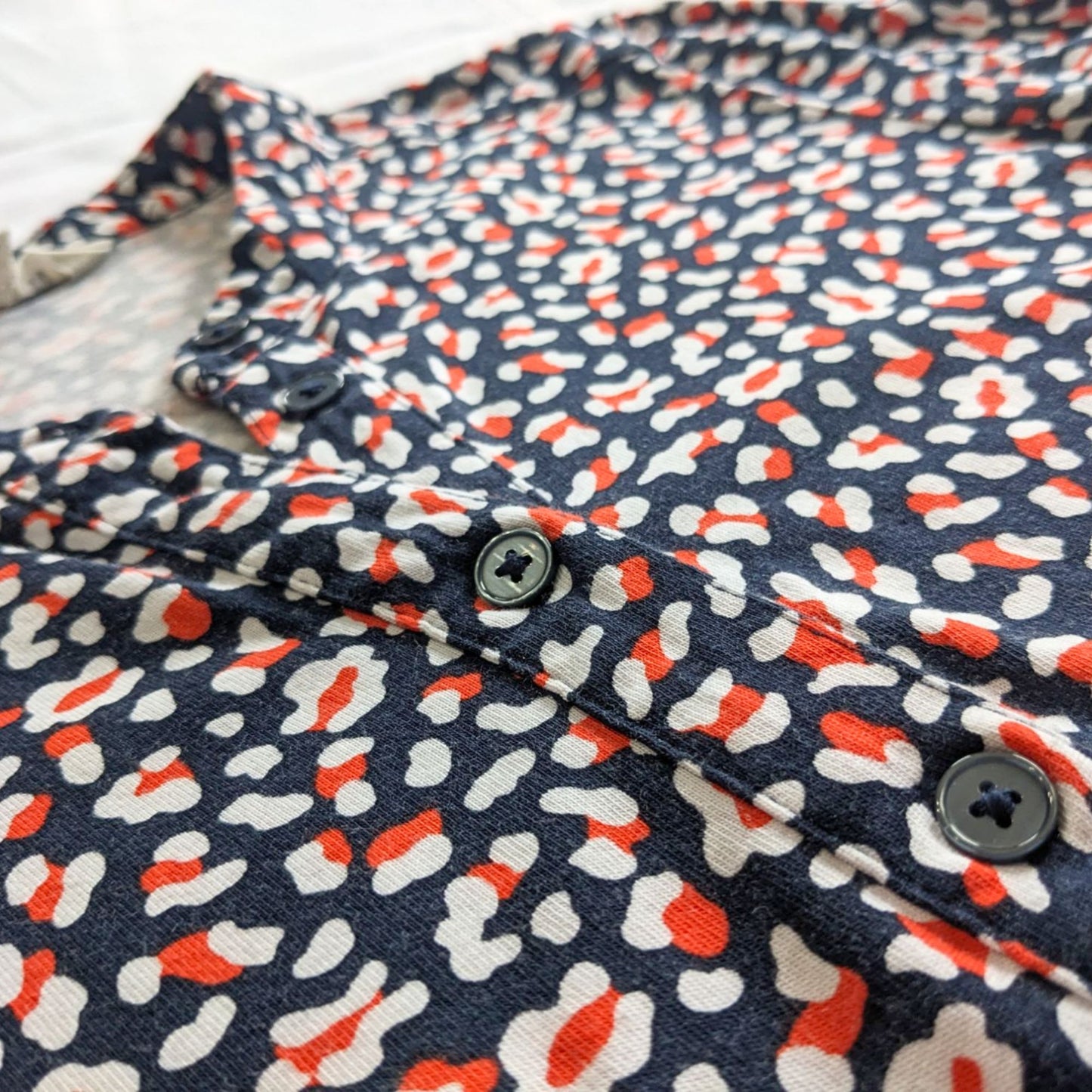 BODEN Julia Rare Navy Animal Print Tencel Blend Button Jersey Shirt Dress Sz 8R
