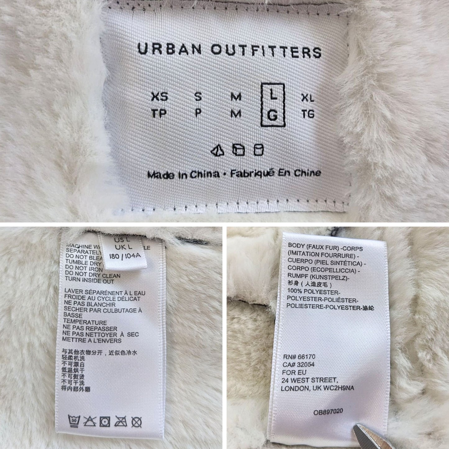 URBAN OUTFITTERS Faux Shearling B3 Super Soft Silver Bomber Jacket Men's Size L
