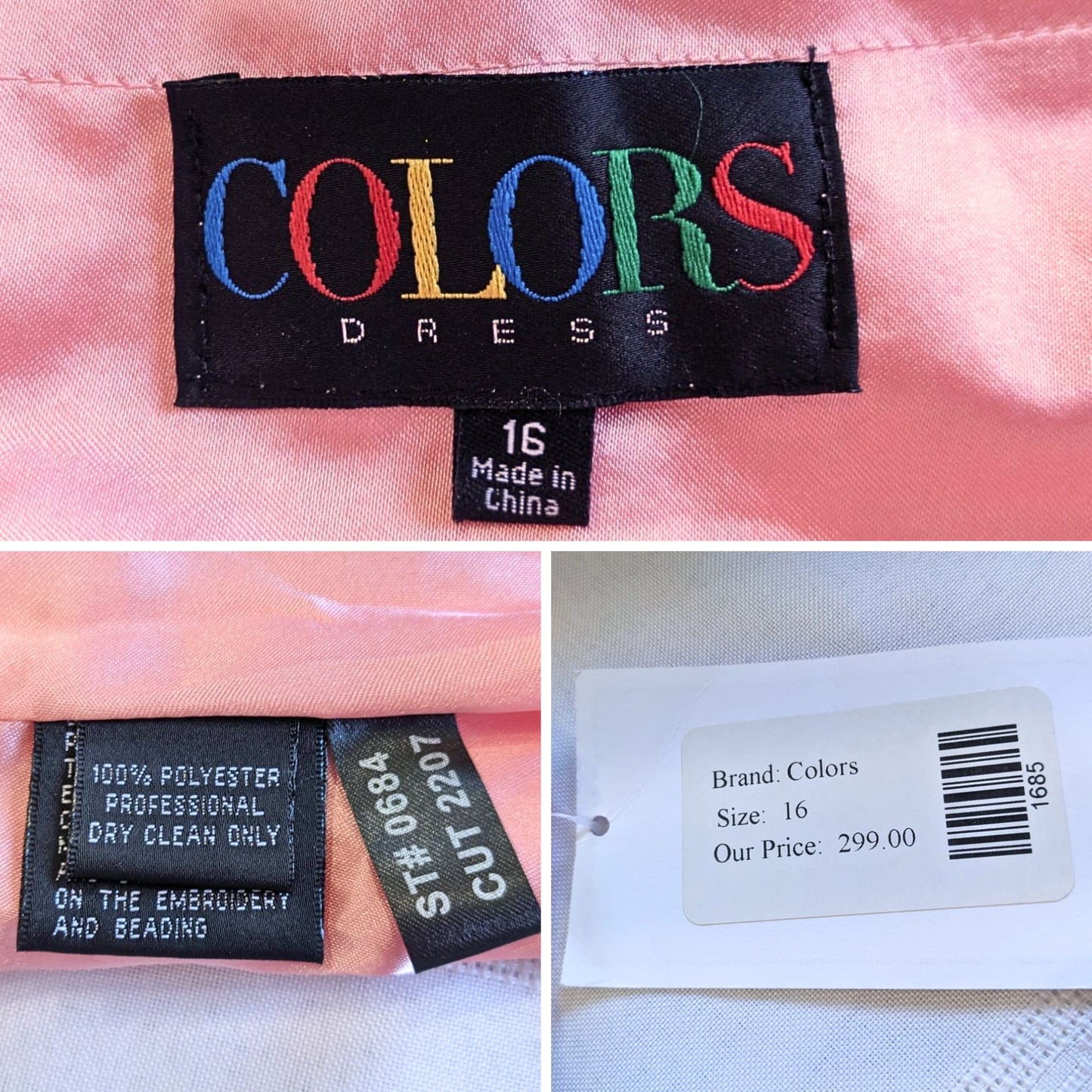 NWT COLORS DRESS Pink Embellished Strapless Sweetheart Chiffon Gown 0684 Size 16