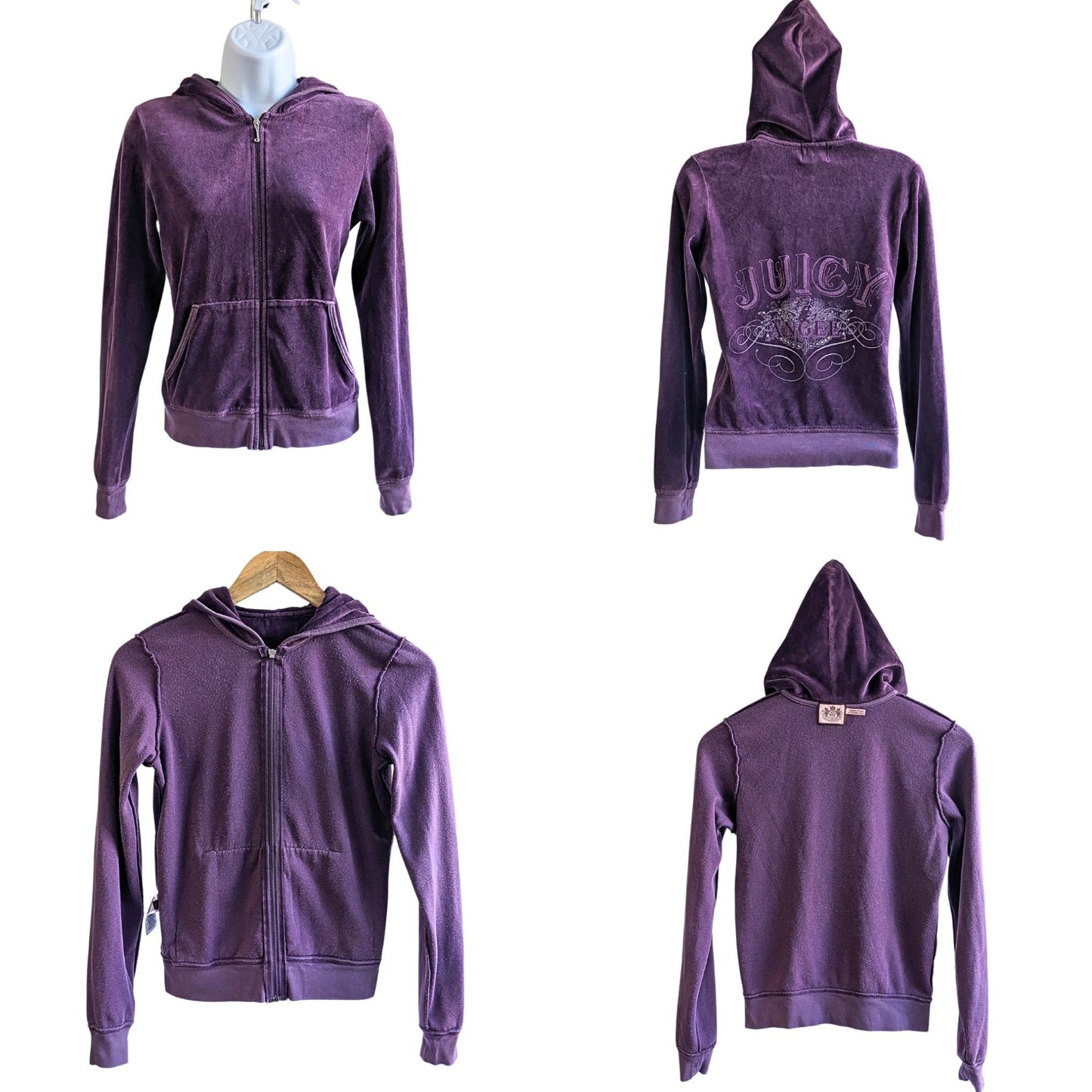Vintage Y2K JUICY COUTURE 3-pc Sparkly Purple Angel Velour Matching Set Size M/L