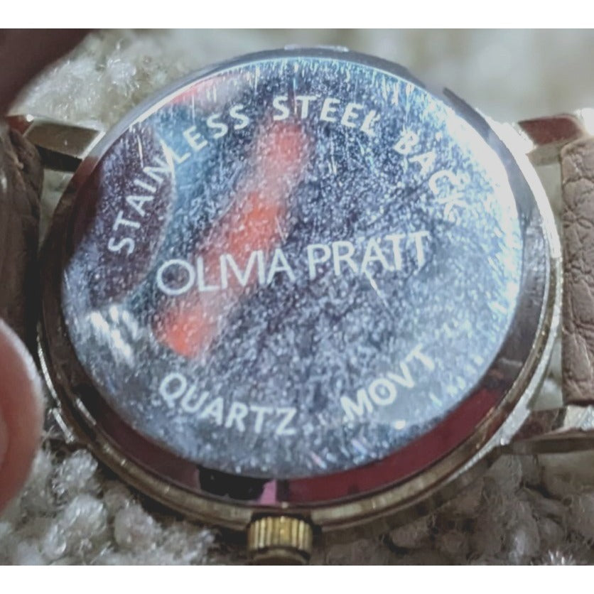 OLIVIA PRATT Three Arrows Leather Strap Watch -Rose Gold Tan Quartz Steel Hunter