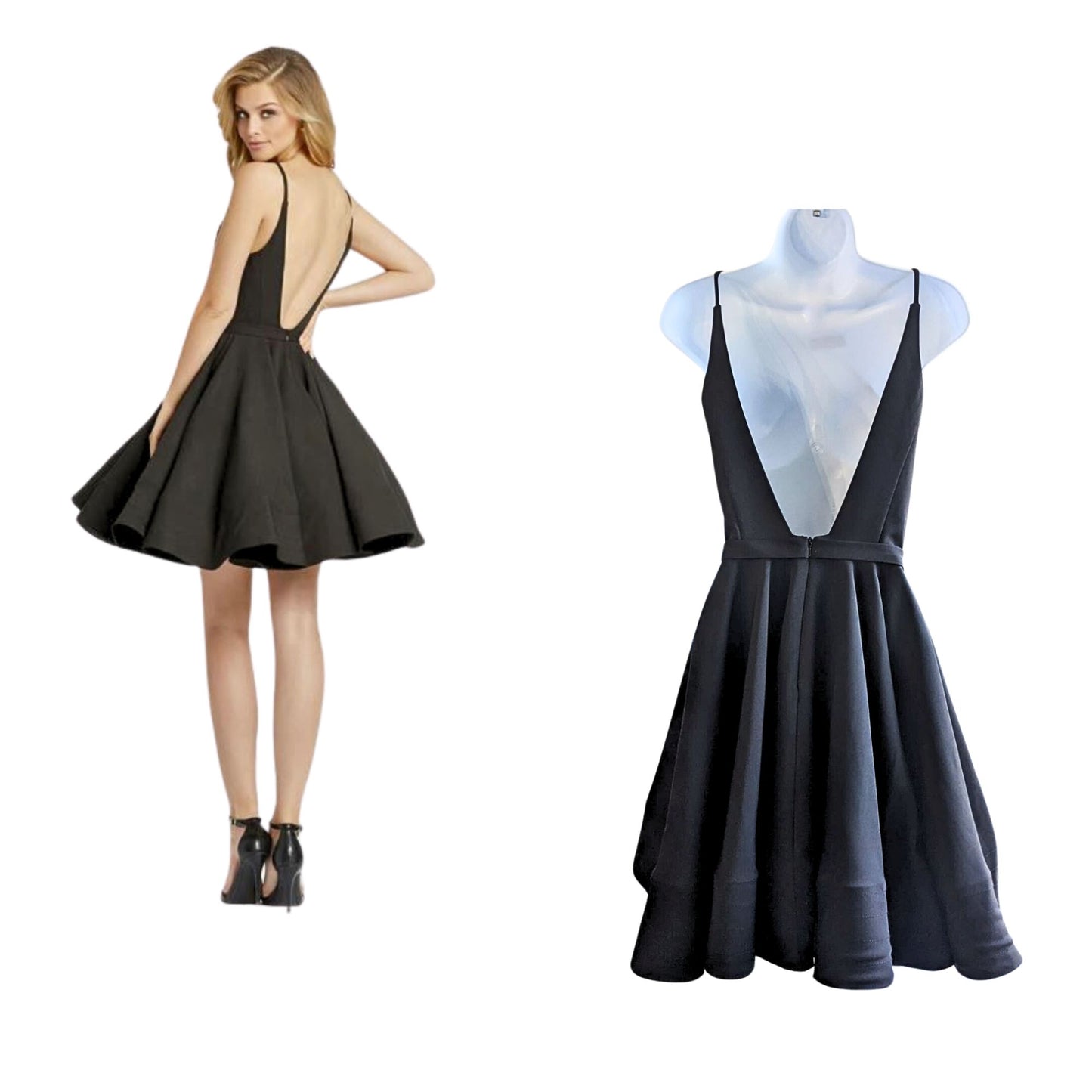 NWT IEENA for MAC DUGGAL Black Low Back ALine Party Dress Structured 48775 Sz 12