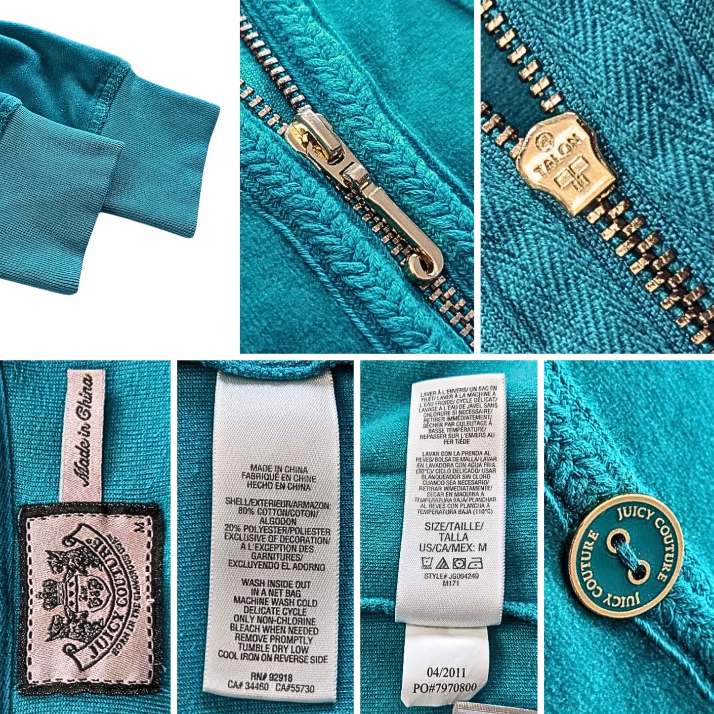Vtg Y2k JUICY COUTURE 4pc Teal Gold Polly Pocket Velour Matching Shorts Set Sz S