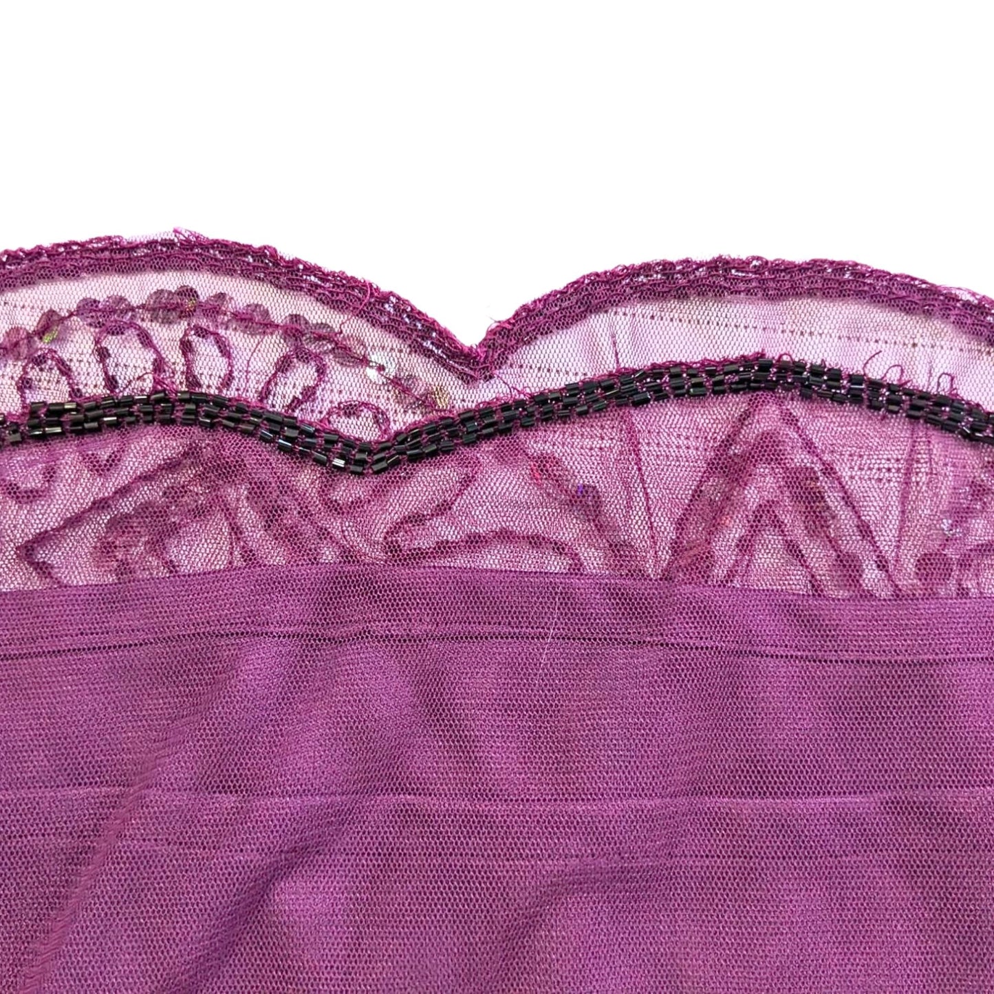Vintage Y2K ANGIE Geometric Embellished Plum Sheath Scallop Hem Mini Dress Sz L