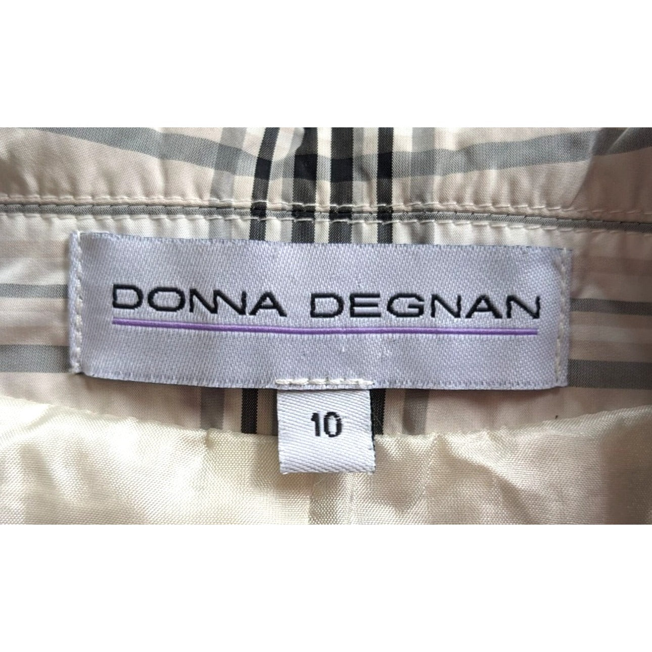 Vintage 90s DONNA DEGNAN Cream & Gray Plaid Windbreaker Blazer Size 10