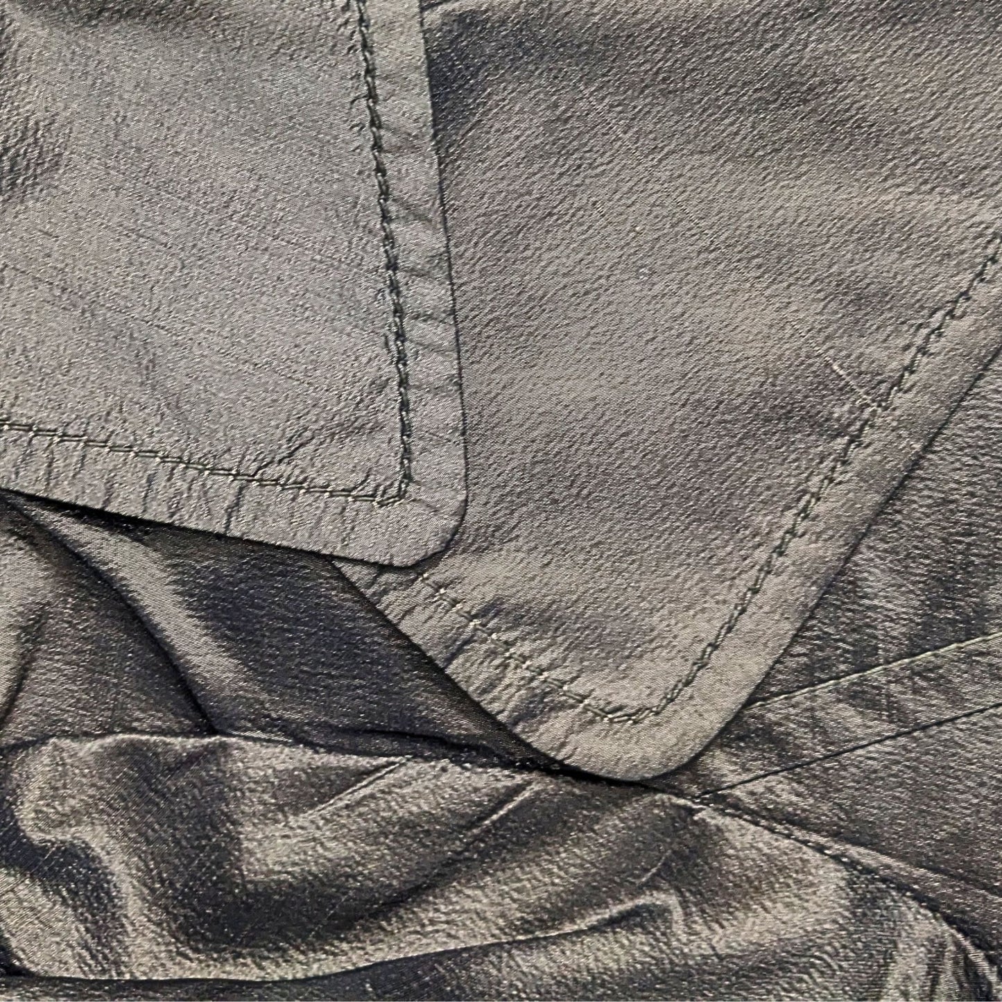 Vtg Y2K VALENTINO Metallic Futurism 100% Silk Green-Gray Belted Moto Trench Sz 8