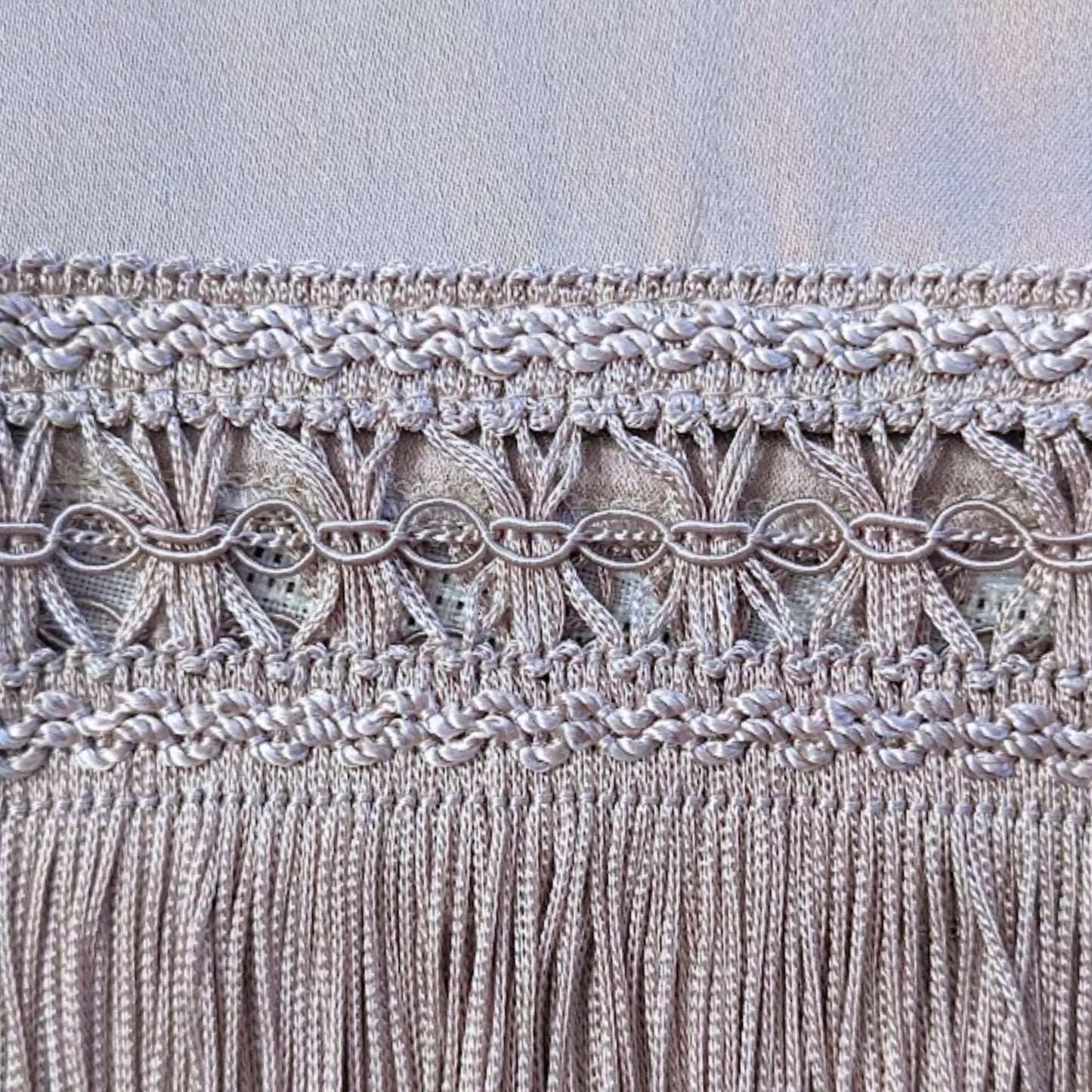 2015 ANDREW GN Dusty Mauve Boho Fringe Heirloom Fabric-Themed RTW Blouse Size 36