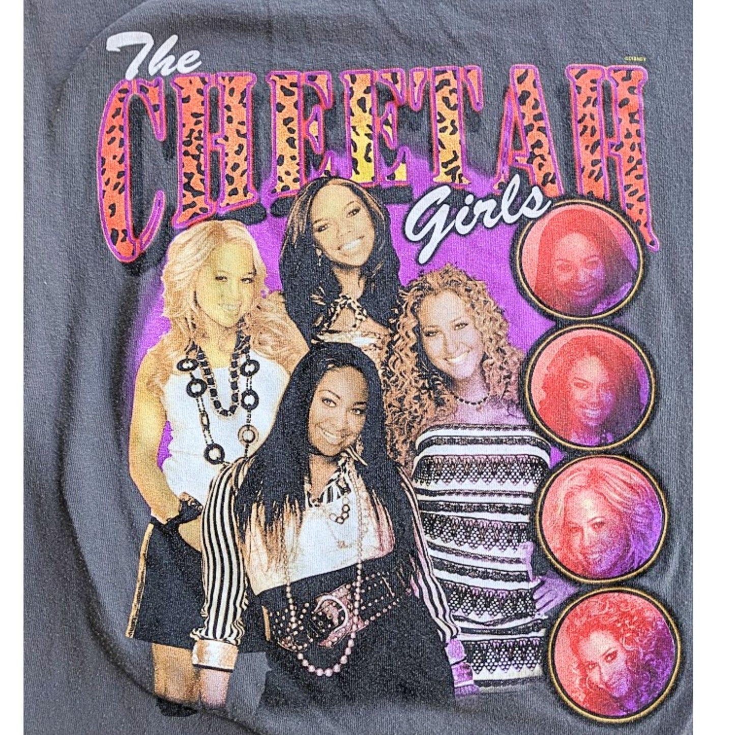 Vintage Y2K CHEETAH GIRLS Gray 100% Cotton Fan Graphic T-Shirt Womens Size L