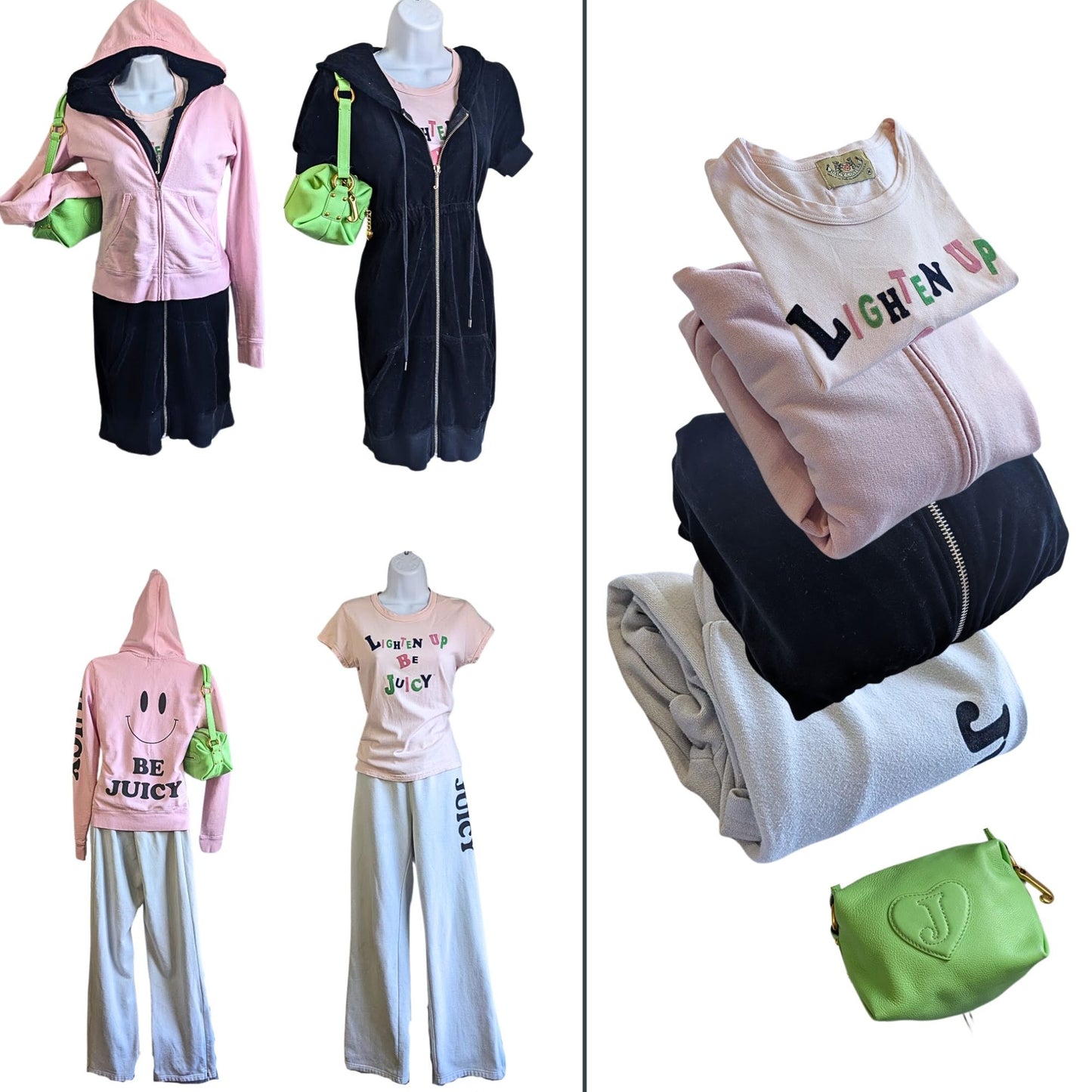 Vtg Y2K JUICY COUTURE Be Juicy Superfan Mix & Match 5pc Tracksuit Set + Bag Sz M