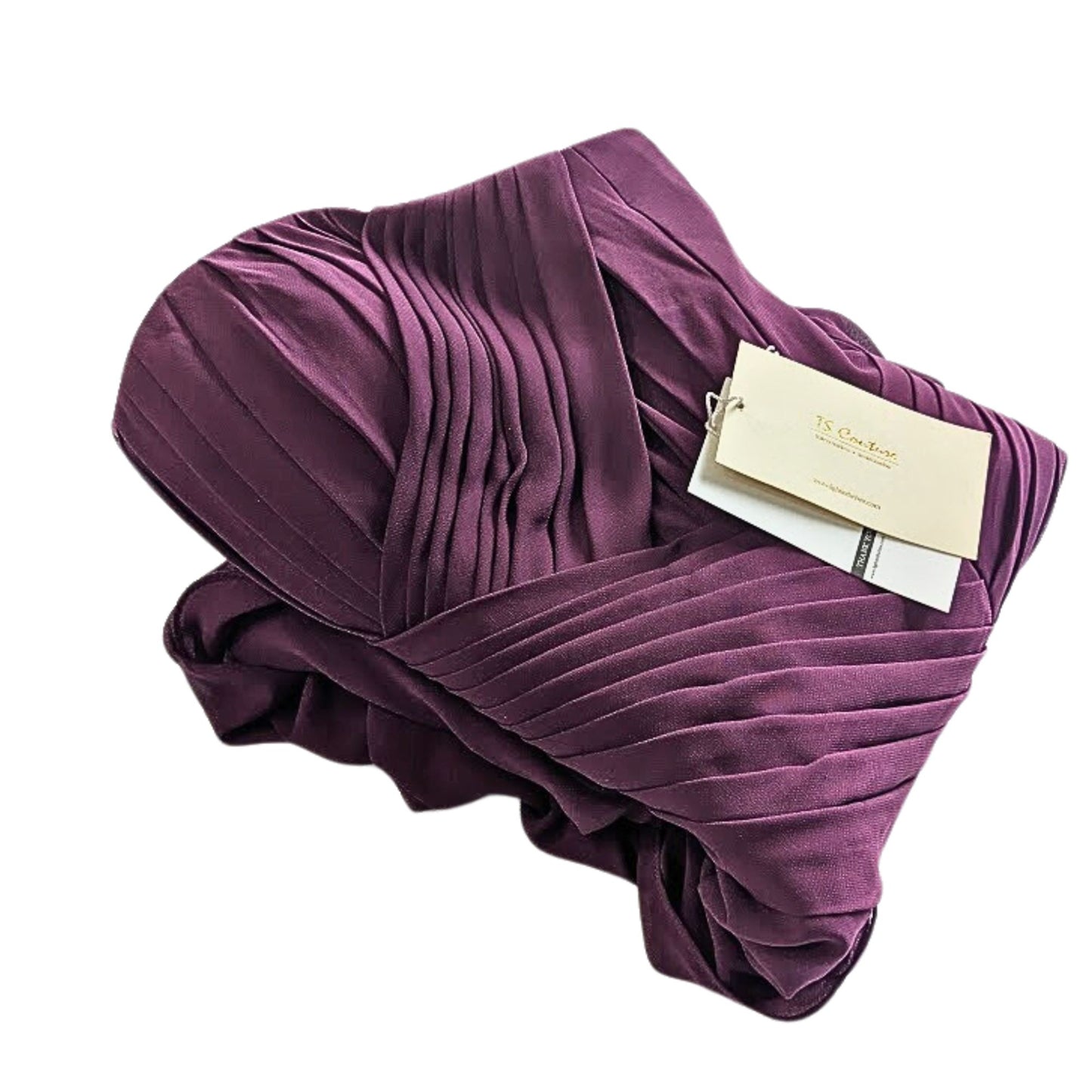 NWT TS COUTURE Strapless Grape Pleated Chiffon Fairy Ruffle Tea Prom Dress Sz 8