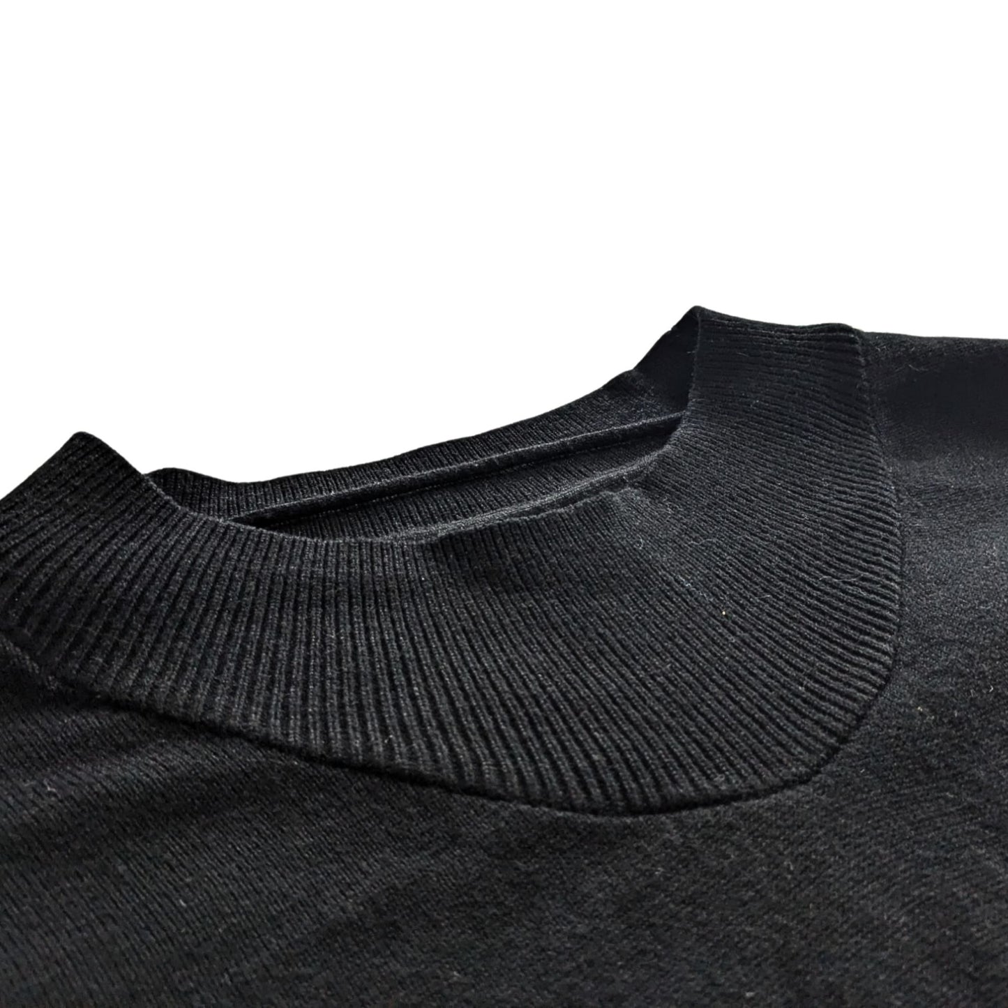 ULLA POPKEN Black Crew Neck Curvy Ribbed Inset Soft Sweater 813025 Size 32/6X