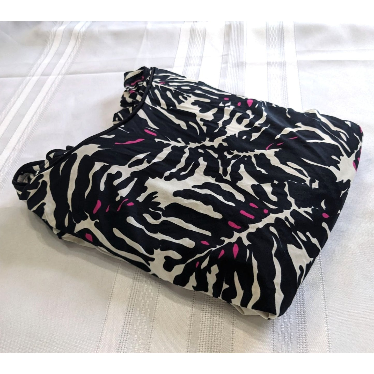 ANALILI Ivory Black Leaf Zebra Print Sleeveless Midi Dress Size M