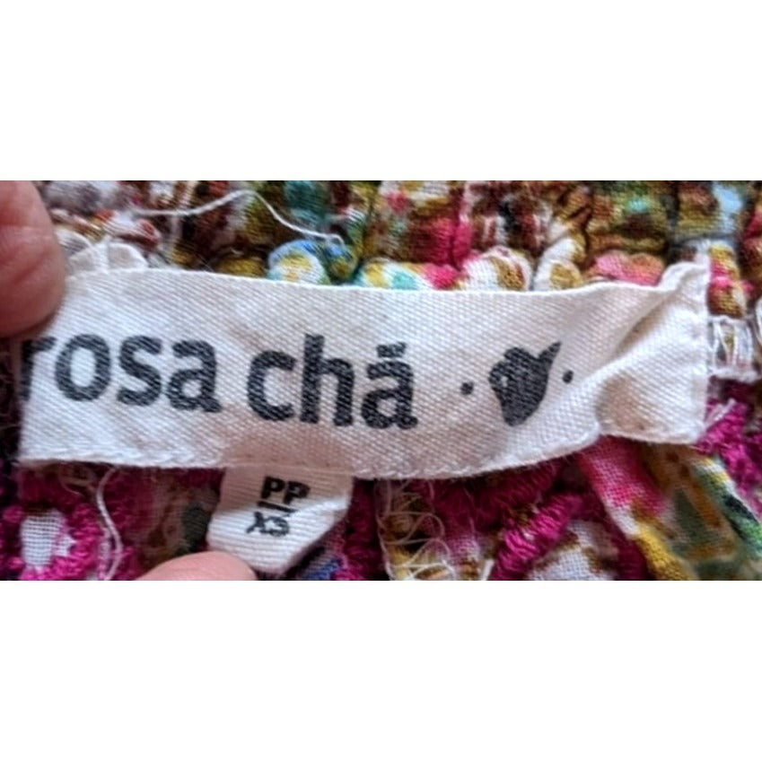 ROSA CHA Gold & Pink Indian Embroidered Jingle Bell Shorts High Waist Size XS