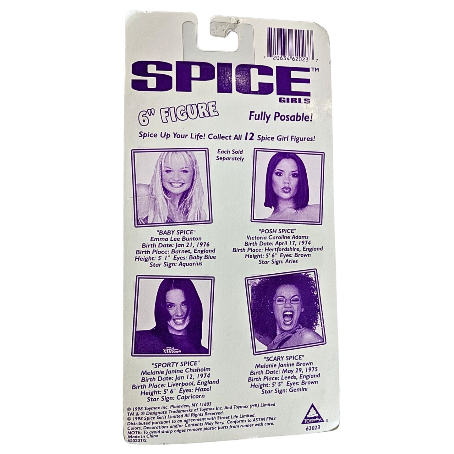 NIB Vtg Y2K 1998 SPICE GIRLS TOYMAX Sporty Spice in Green Posable Figurine 62023