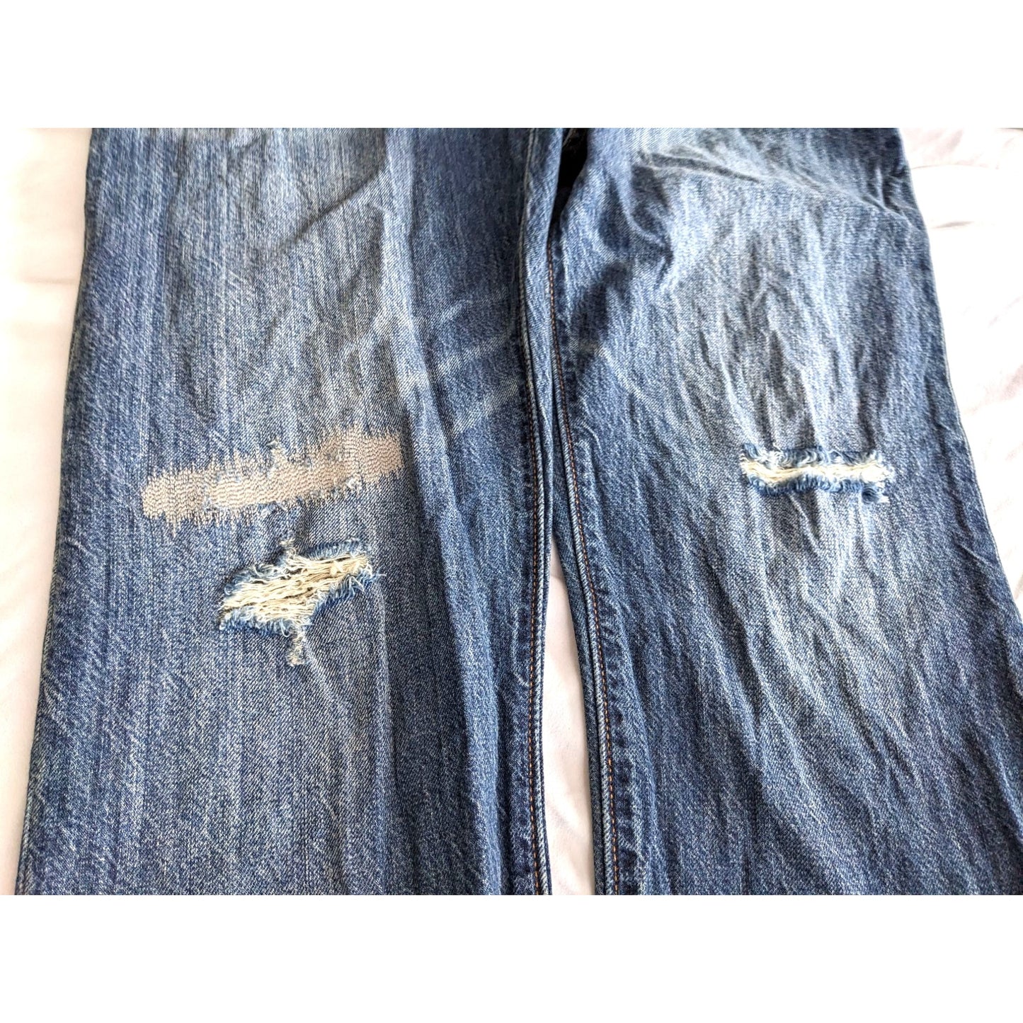 LEVI'S 501Jeans Men's Straight Dark Wash Shredded 0242 29x32