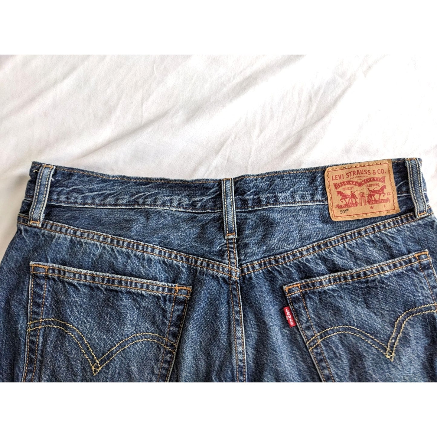 LEVI'S 501Jeans Men's Straight Dark Wash Shredded 0242 29x32