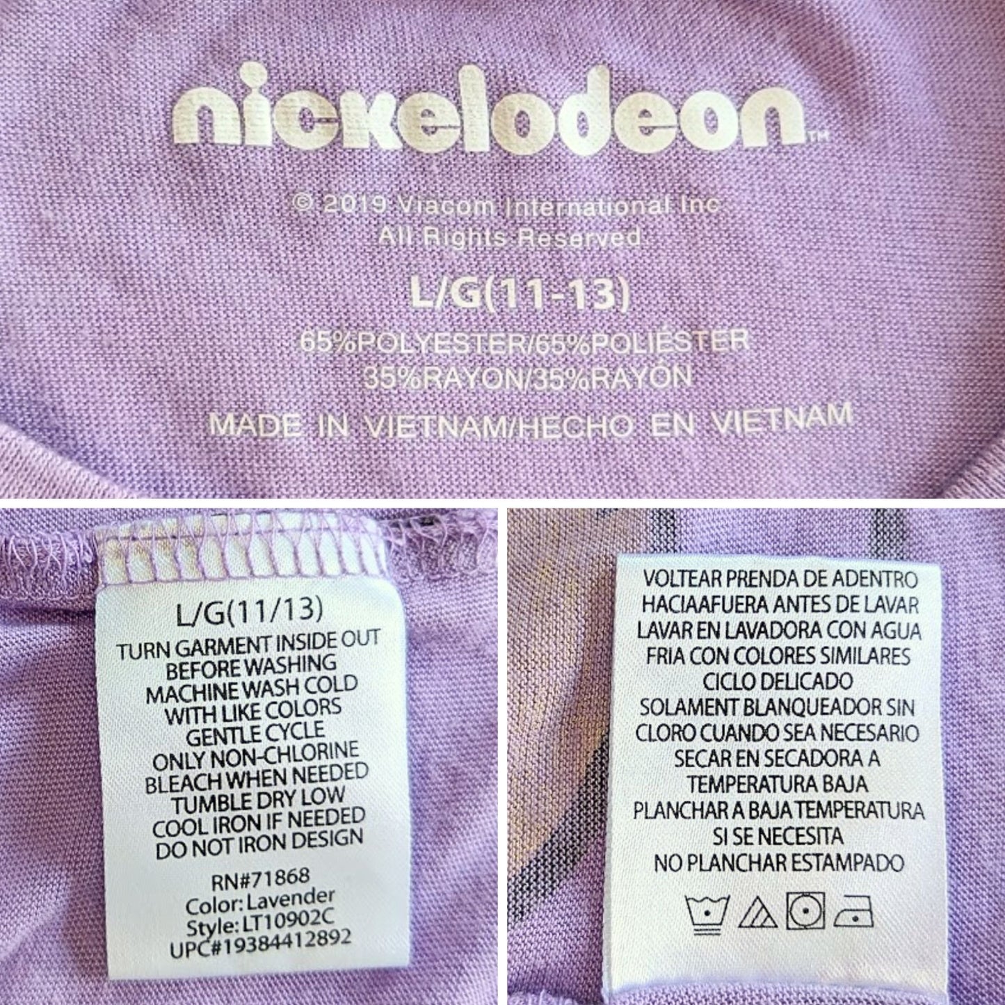 NICKELODEAN Rugrats Purple Fan Graphic T Juniors Size L/11-13