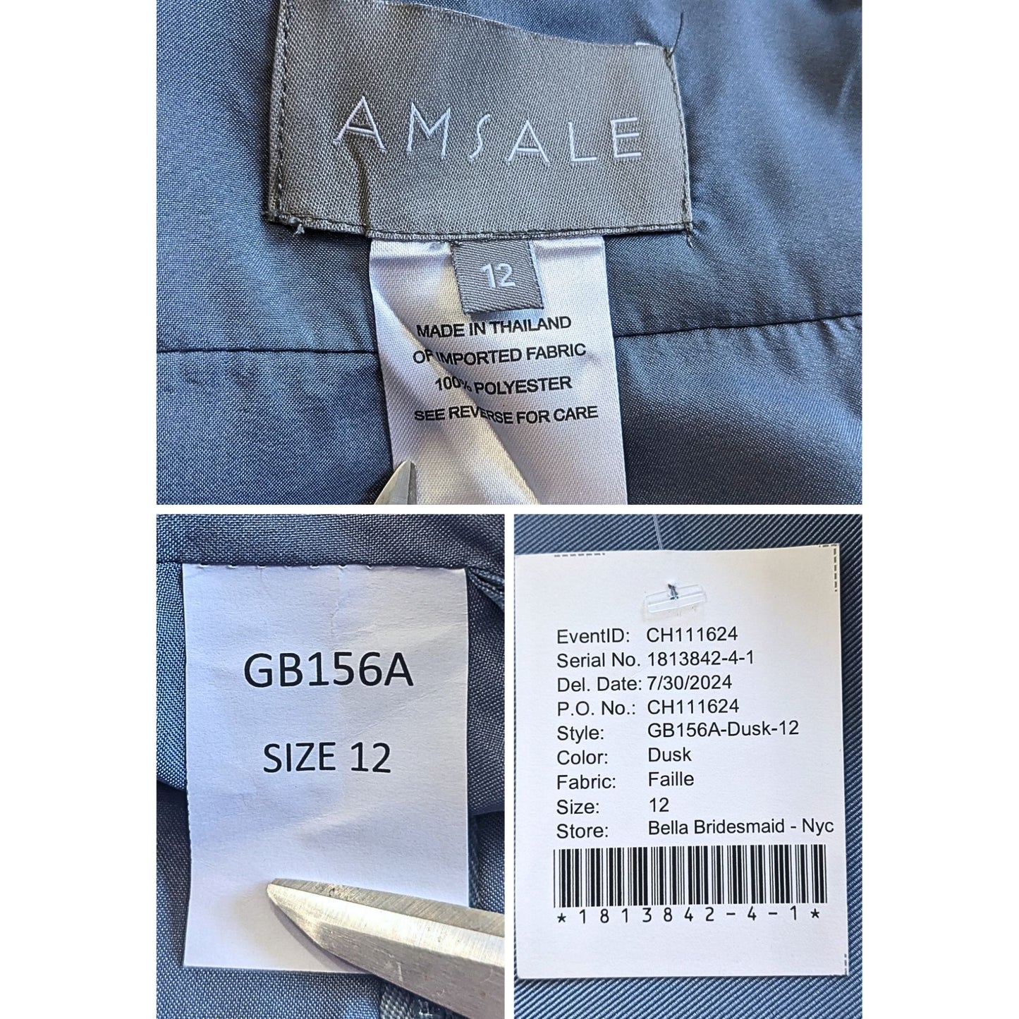 NWT AMSALE Dusk Blue Faille Maxi Bridesmaid Dress Size 12