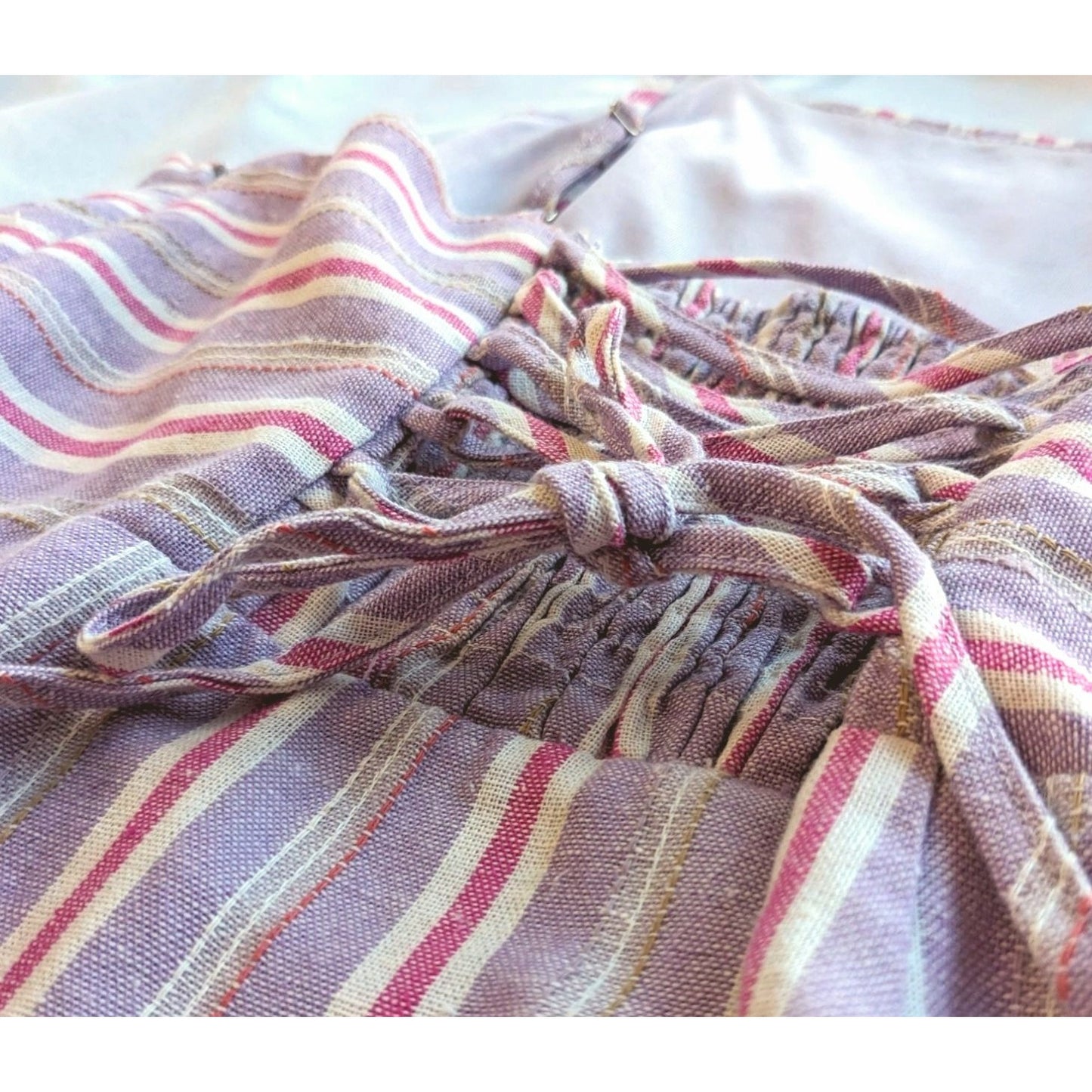 LOVE RICHE Lavender Pink Skater Sundress Square Neck Cotton Linen BlendSize L