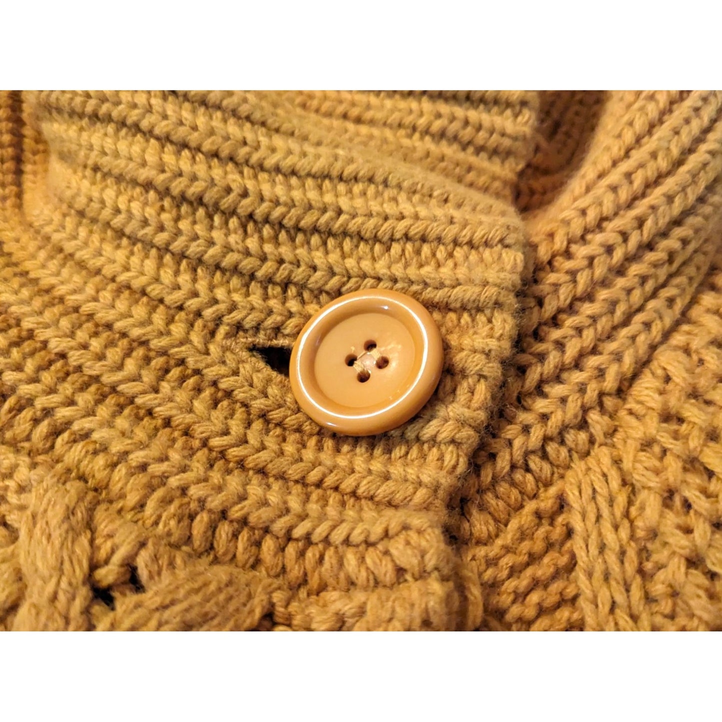 NY COLLECTION Chunky Cape Cardigan Mustard Yellow Wool Blend Size M