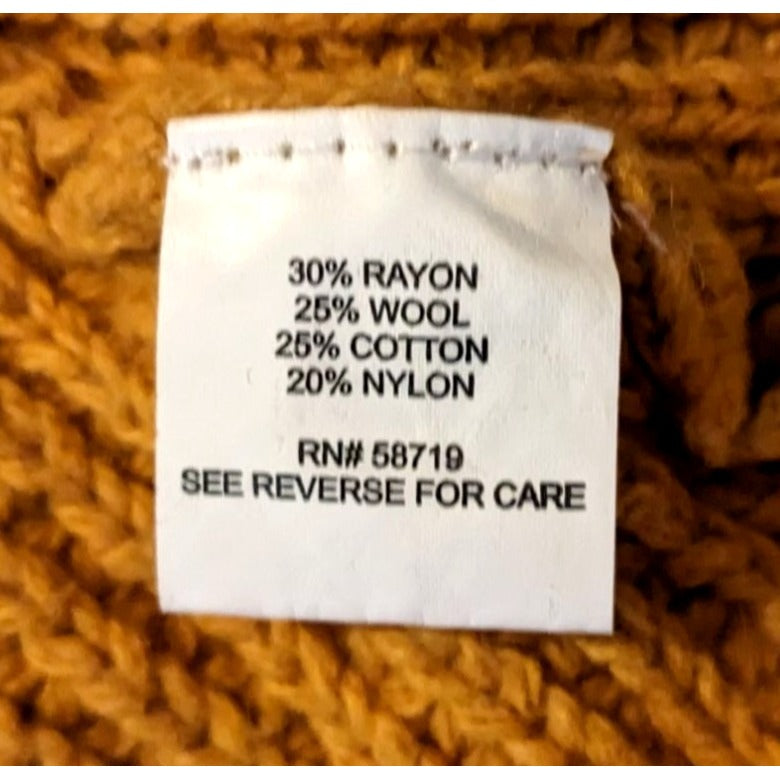 NY COLLECTION Chunky Cape Cardigan Mustard Yellow Wool Blend Size M