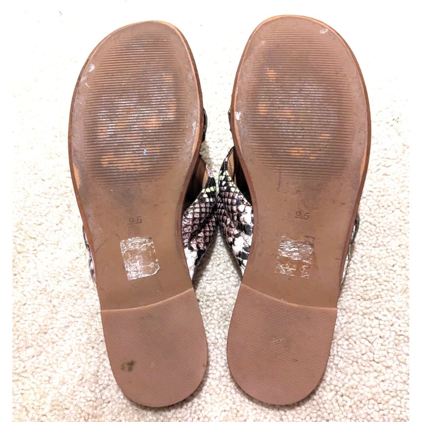 MADEWELL Faux Snakeskin 'Skyler' Slides - Green and Black Glam Sandals Size 9.5