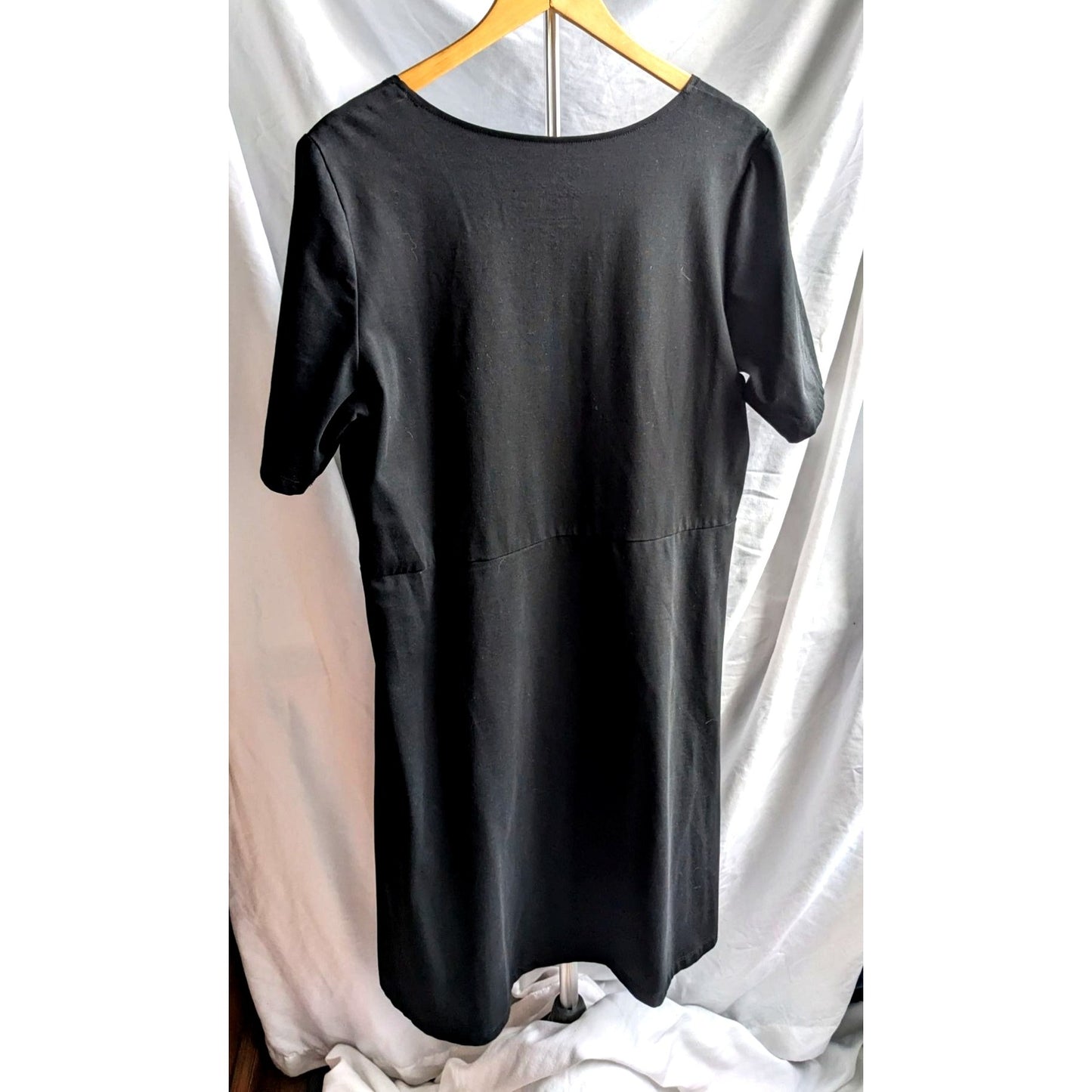 SAHALIE A-Line Ponte Little Black Dress Elevated Basics Cotton Blend Size XL