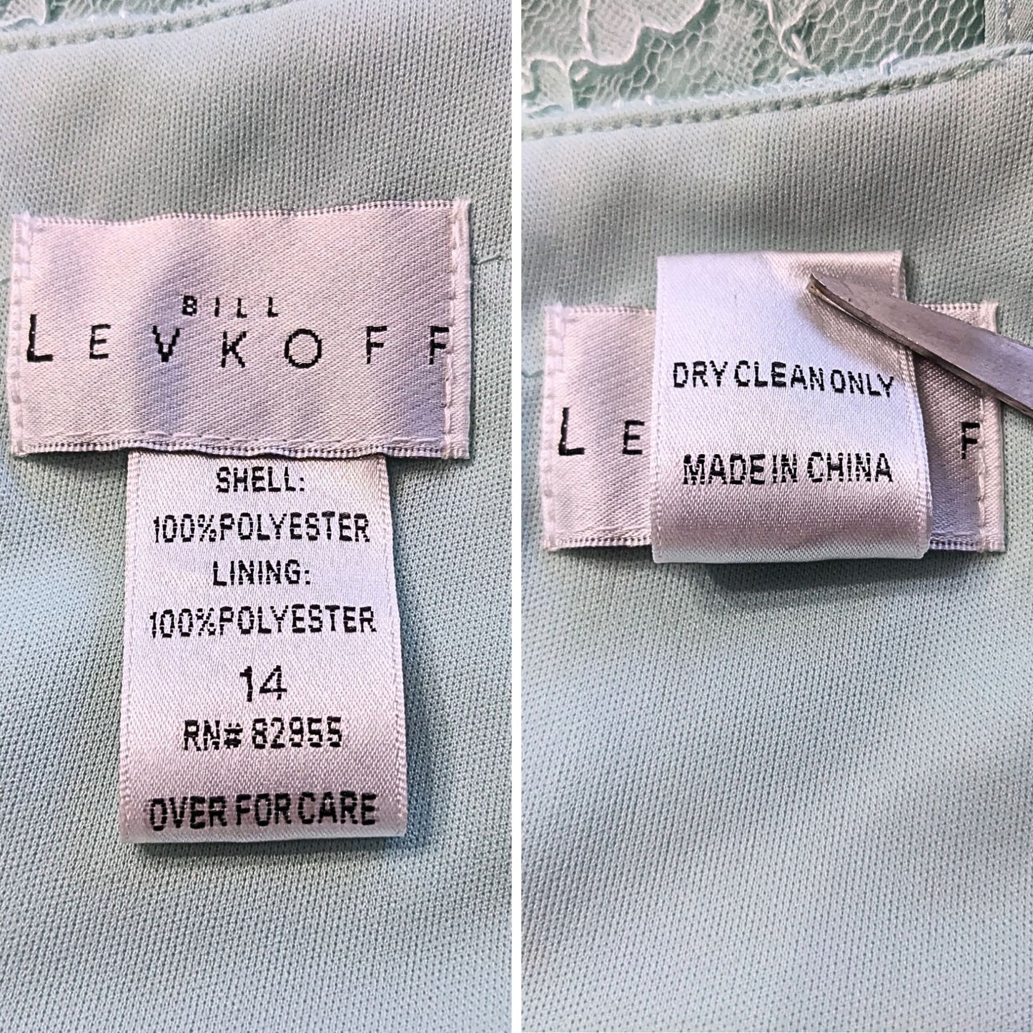 NWT BILL LEVKOFF 1702 Mint Green Extra Length Chiffon Bridesmaid Dress Size 14XL