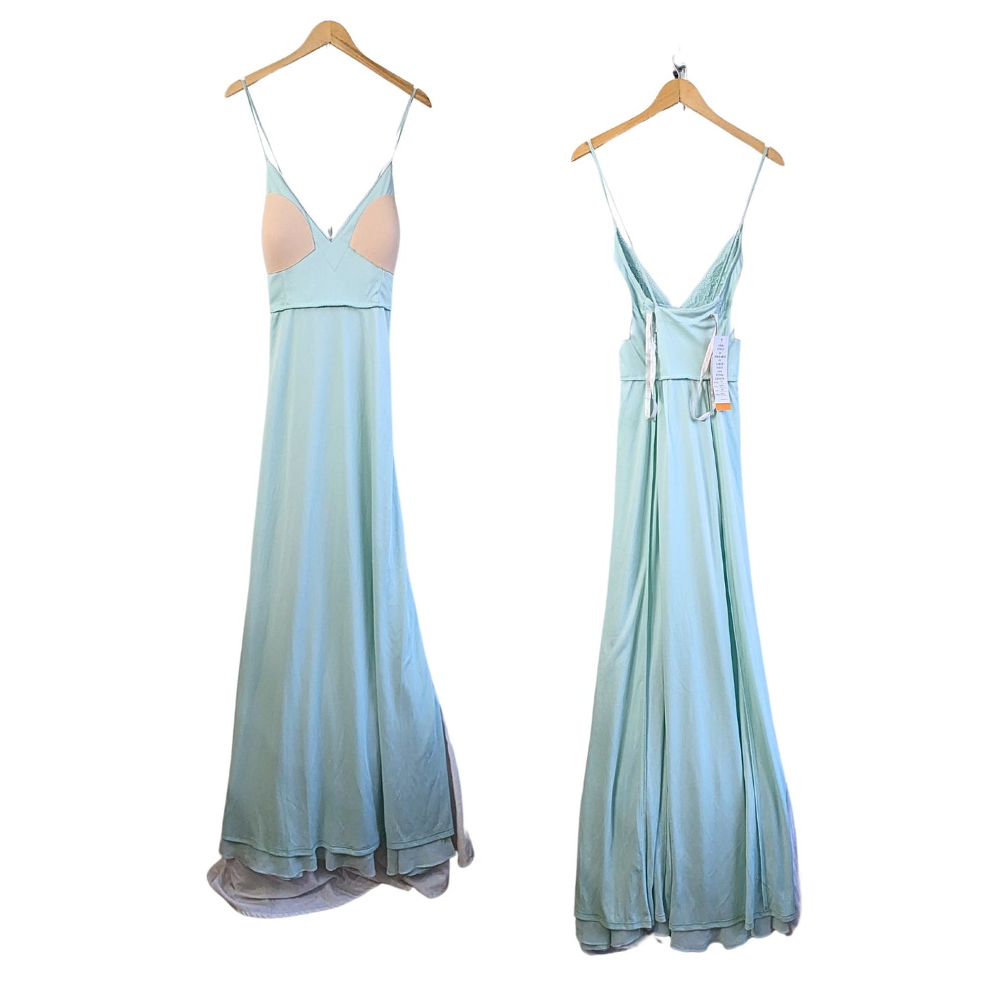 NWT BILL LEVKOFF 1702 Mint Green Extra Length Chiffon Bridesmaid Dress Size 14XL