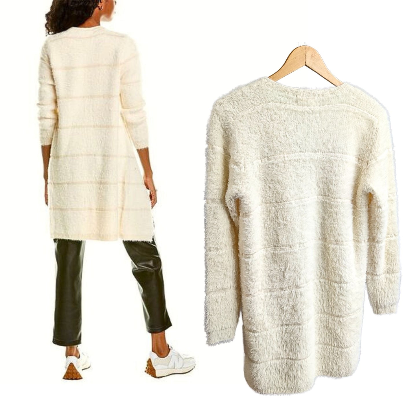 SAGE THE LABEL Ivory Fluff Long Sleeve Oversized Open Cardigan Size S