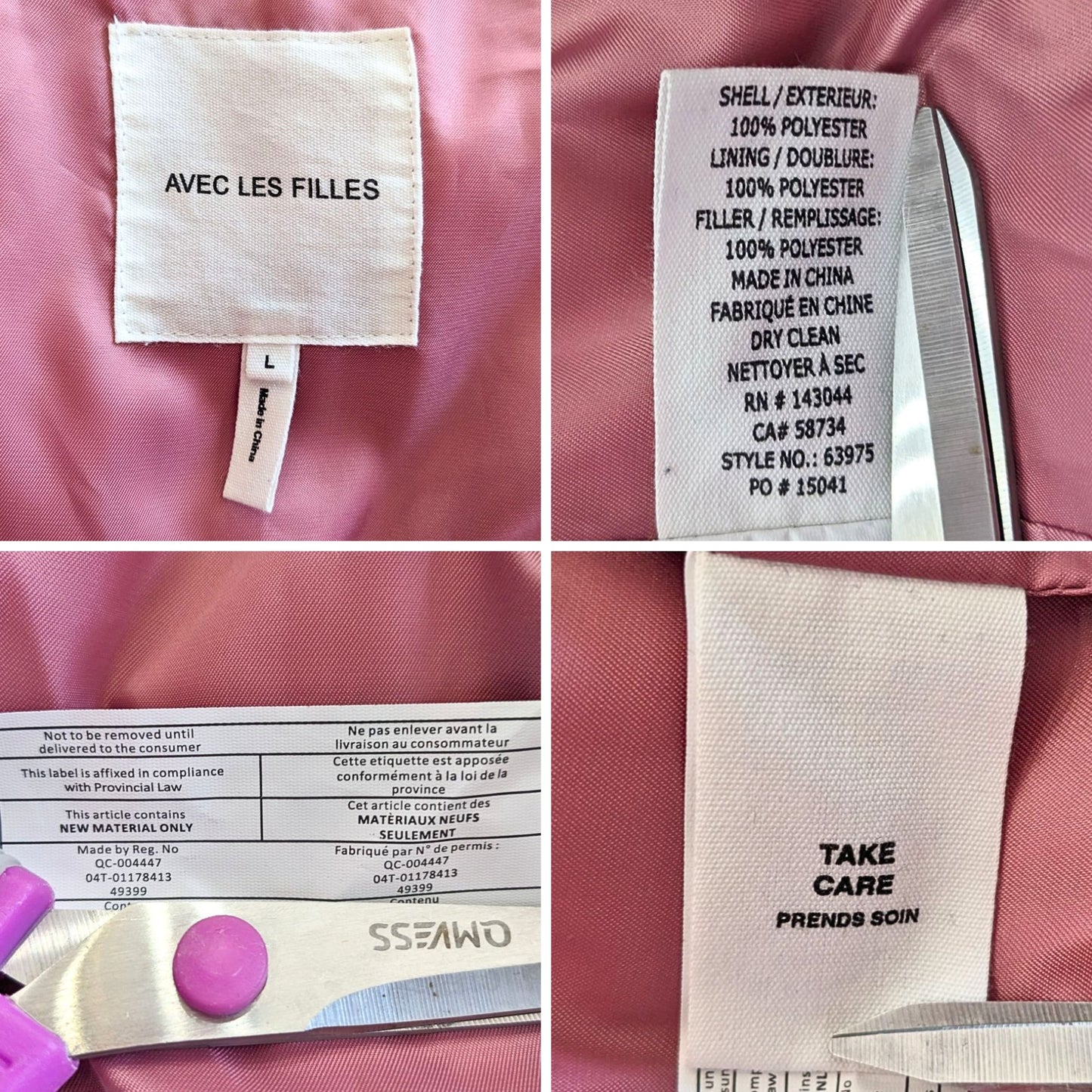 AVEC LES FILLES Trending Dusty Rose Wide Neck Wrap Duvet Crepe Puffer Coat Sz L
