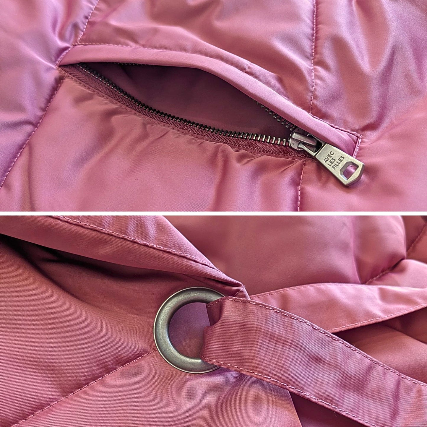 AVEC LES FILLES Trending Dusty Rose Wide Neck Wrap Duvet Crepe Puffer Coat Sz L