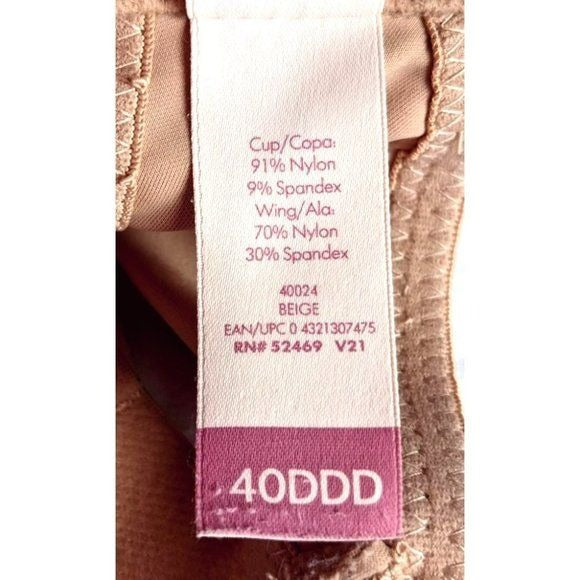 SECRET TREASURES Nude Wireless Padded Bra Size 40DDD