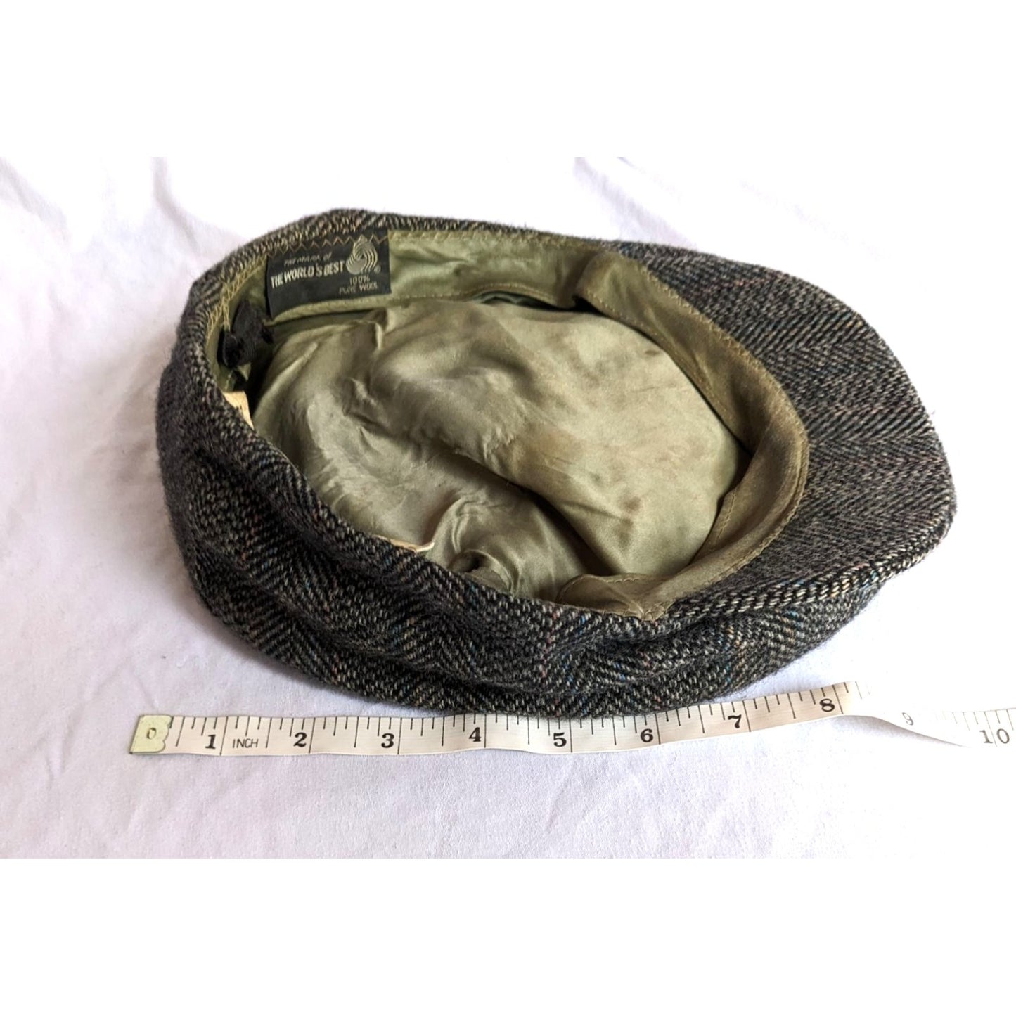 Vintage ADAMS ROW Ivy Cap Flat Gray Tweed 100% Wool Union Tag Size 7 3/8 XL