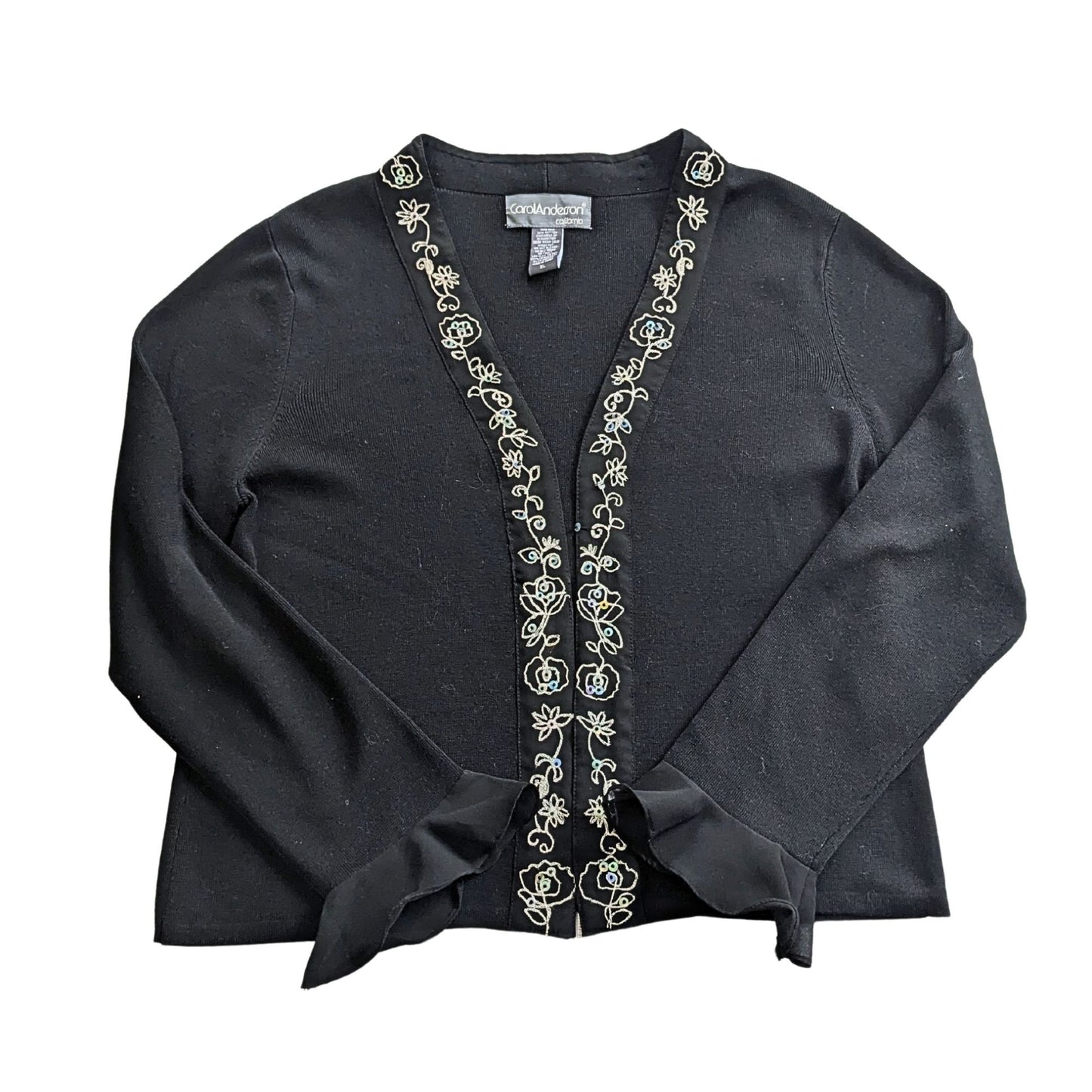 Vintage 90s/Y2K CAROL ANDERSON California Silk Cotton Embroidered Cardigan Sz XL