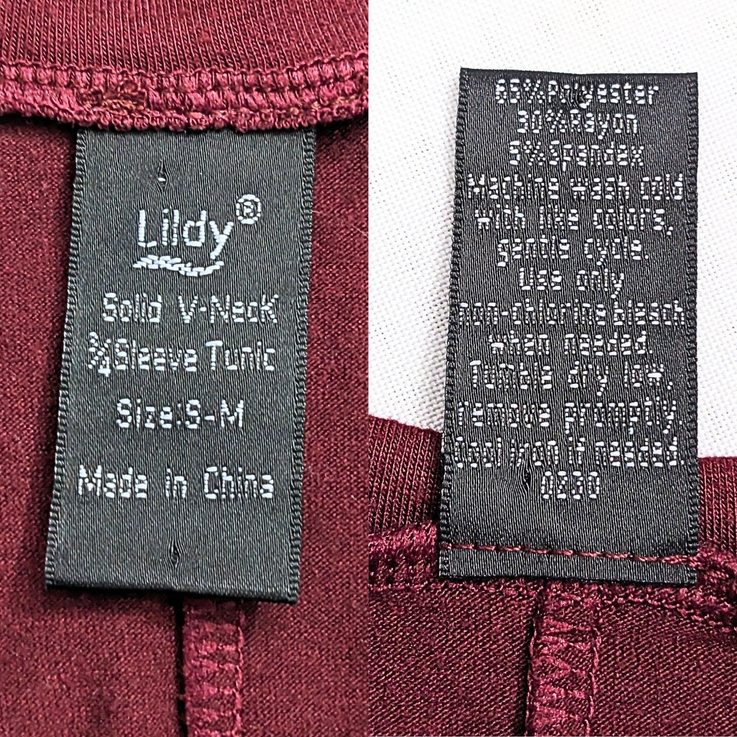 Matching Set LILDY Tunic & Leggings Burgundy Floral Super Soft Size S-M