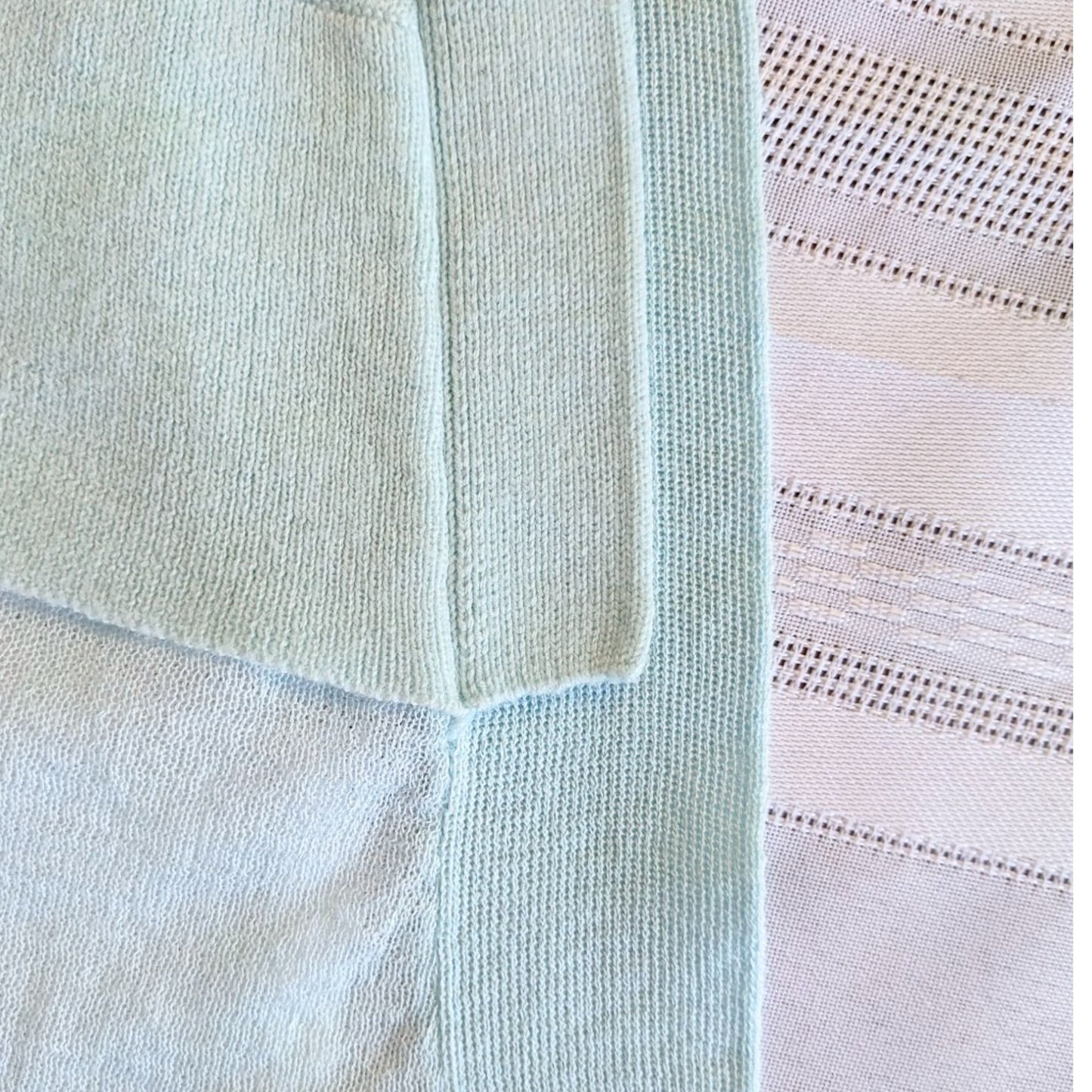 Vintage Y2K DKNY Pastel Blue Open Cardigan w/ Sheer Long Hem Size M