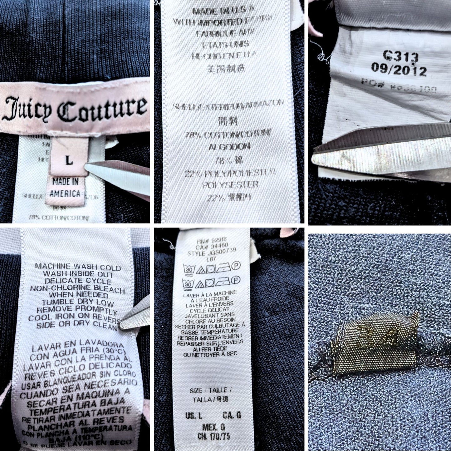 Vtg Y2K JUICY COUTURE Velour Winter Snowflake 2pc Tracksuit Set Size L/XL