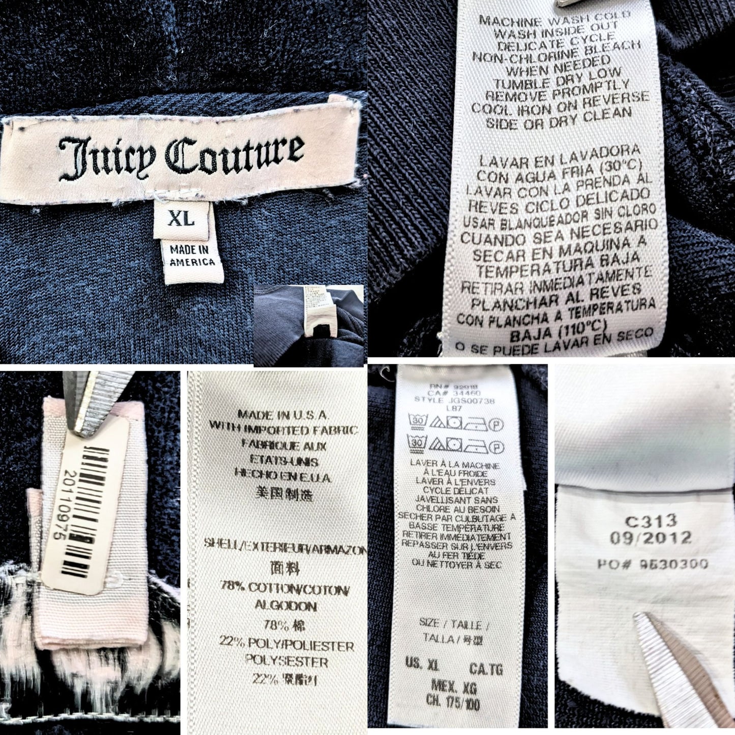 Vtg Y2K JUICY COUTURE Velour Winter Snowflake 2pc Tracksuit Set Size L/XL