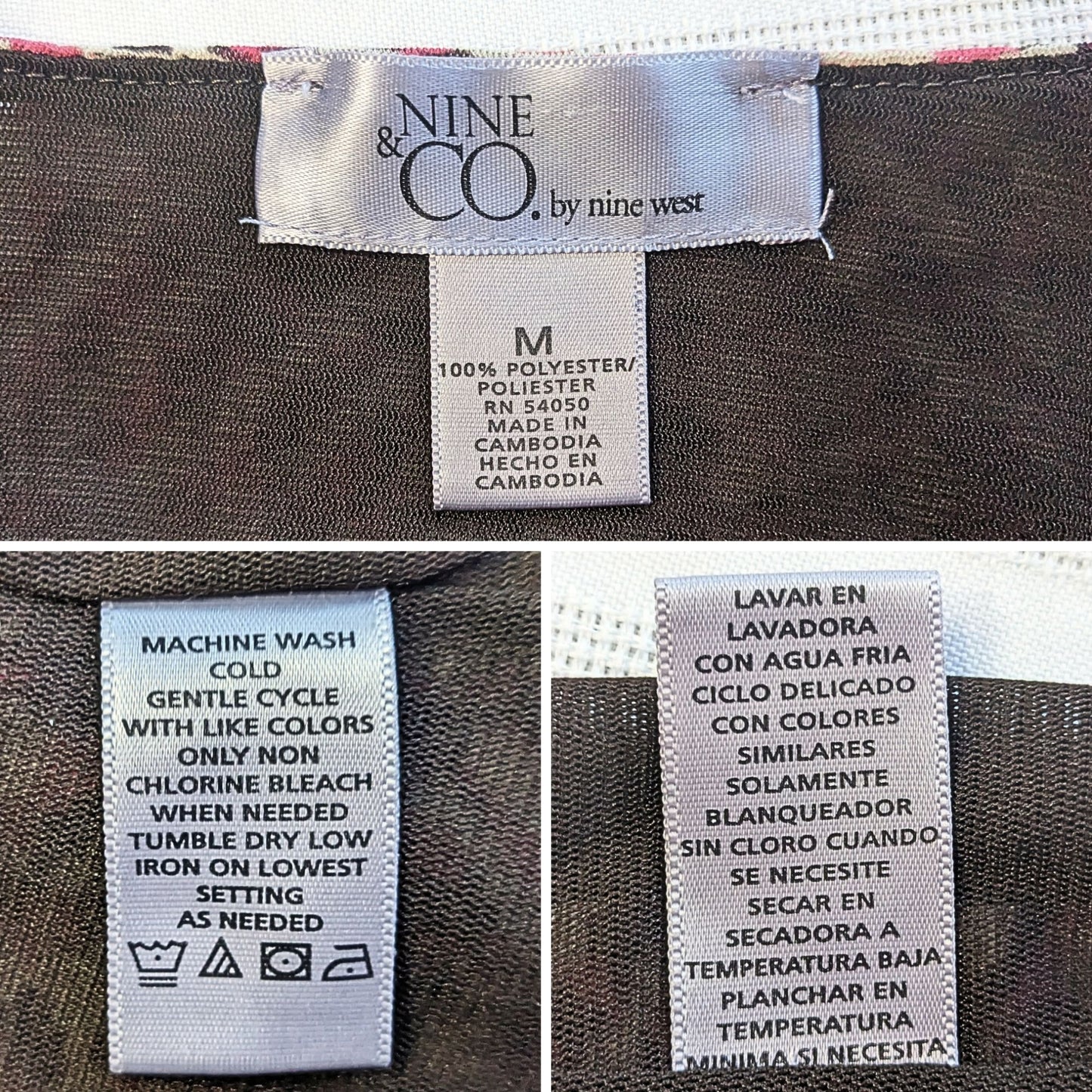 NINE WEST Nine & Co Geometric Stretch Mesh Sleeveless Top Size M