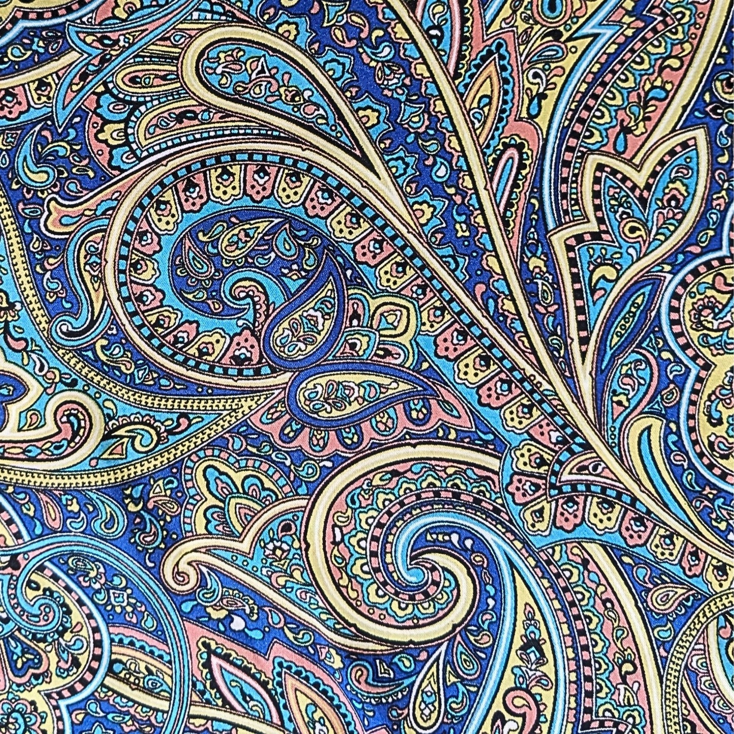 NOMI ANSARI Designer Pakistani Blue Bronze Paisley Silk Organza Kurta Shirt Sz M