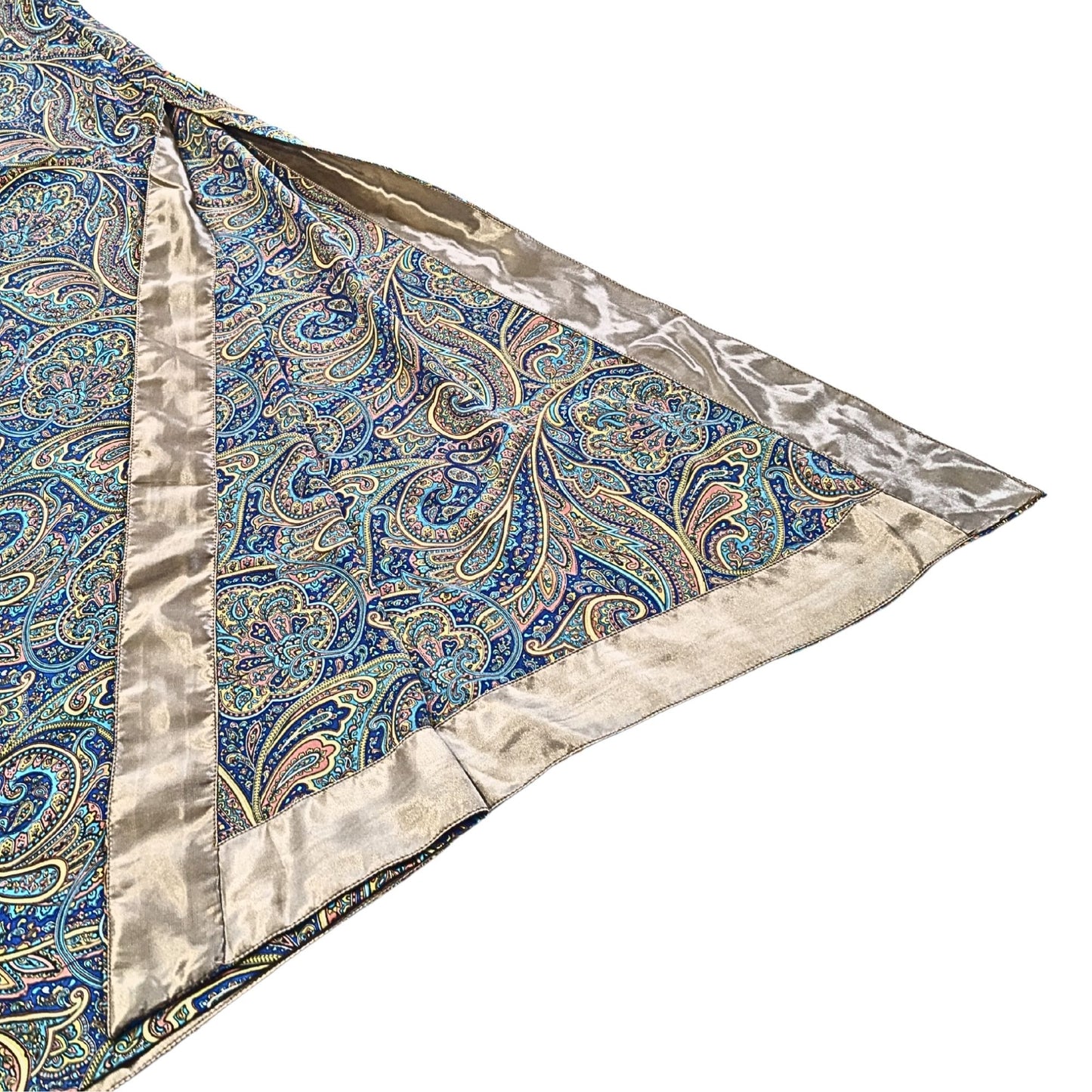 NOMI ANSARI Designer Pakistani Blue Bronze Paisley Silk Organza Kurta Shirt Sz M