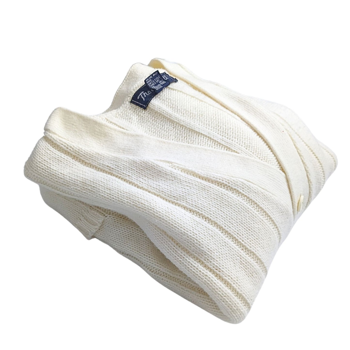 Vtg 80s TROY HILL Cream Letterman's Taylor Swift ButtonUp Preppy Cardigan Size L