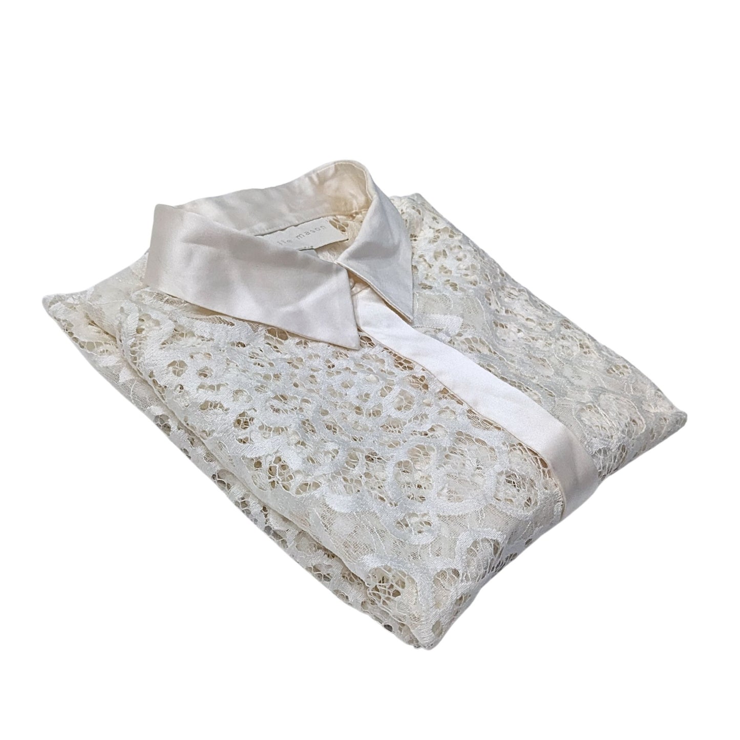 MICHELLE MASON Ivory White Silk Lace Ethereal Emo Floral Tunic Kimono Dress Sz 0