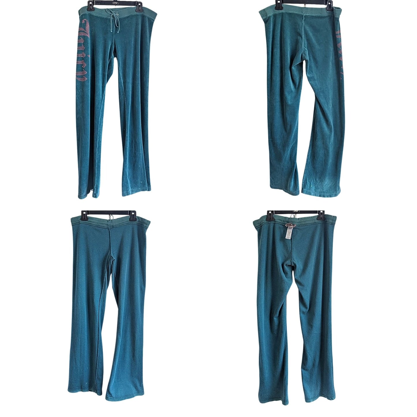 Vtg Y2K JUICY COUTURE Teal Pink 2-pc Shield & Crown Matching Set Sz M/L *FLAWED*