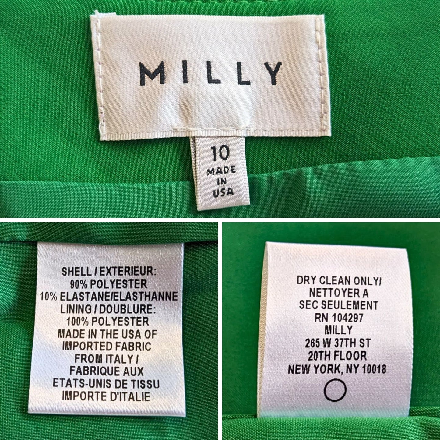 Viral MILLY Selena in Rare Kelly Green Off Shoulder Bell Sleeve Slit Dress Sz 10