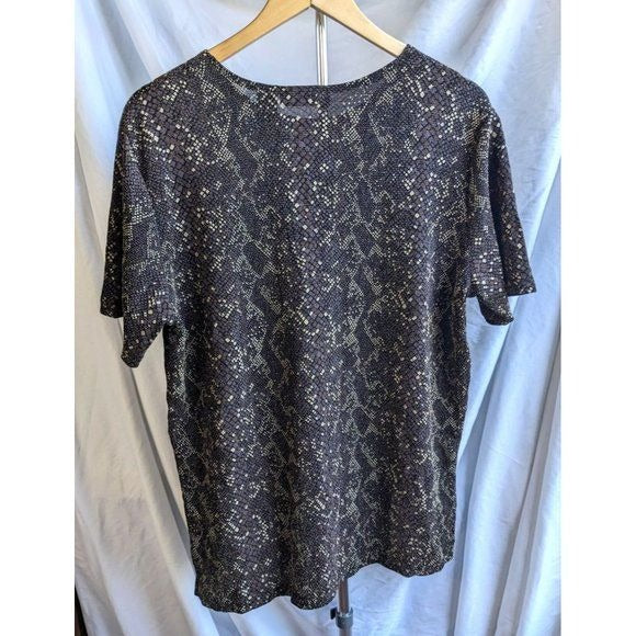 Vintage 90s IMPRESSIONS LIFESTYLE Black & Gold Snakeskin Top Metallic Nylon Size