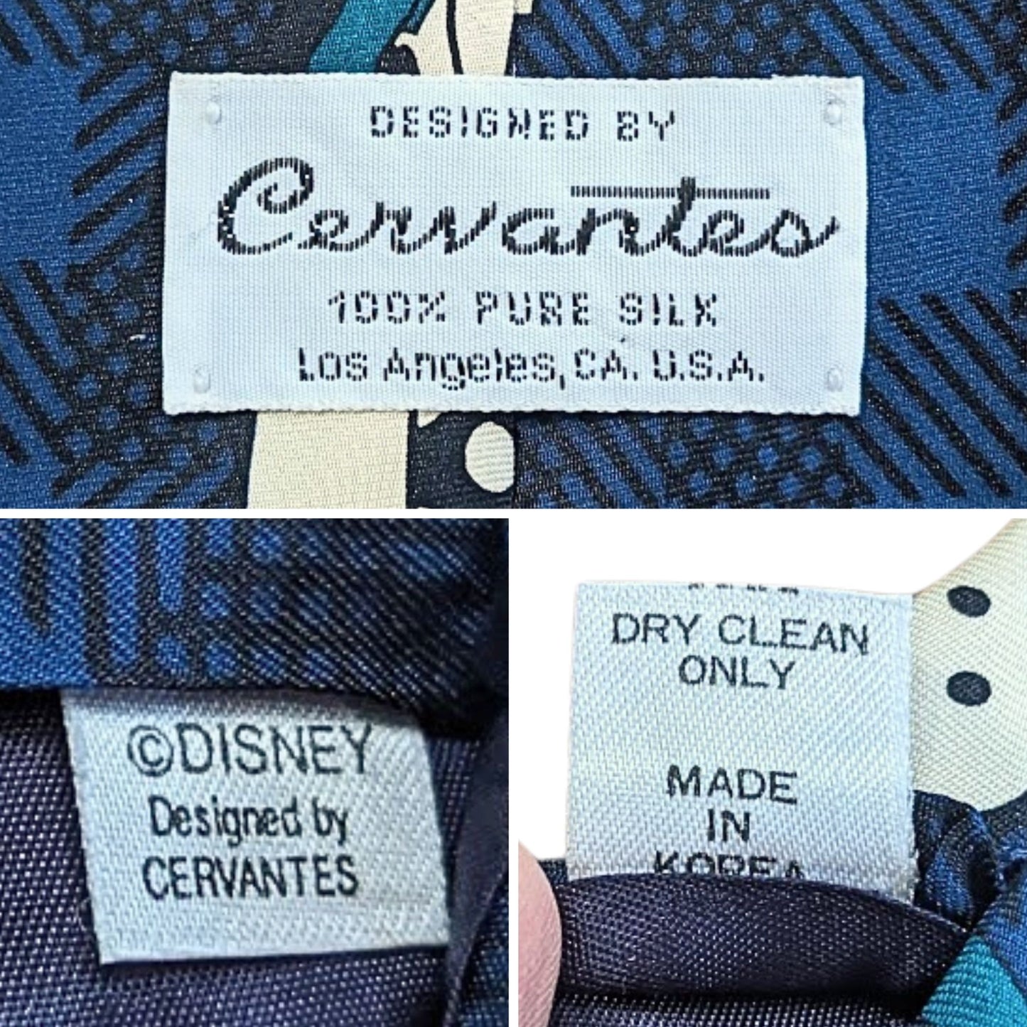 Vintage DISNEY CERVANTES 100% Silk Goofy Blue Tie